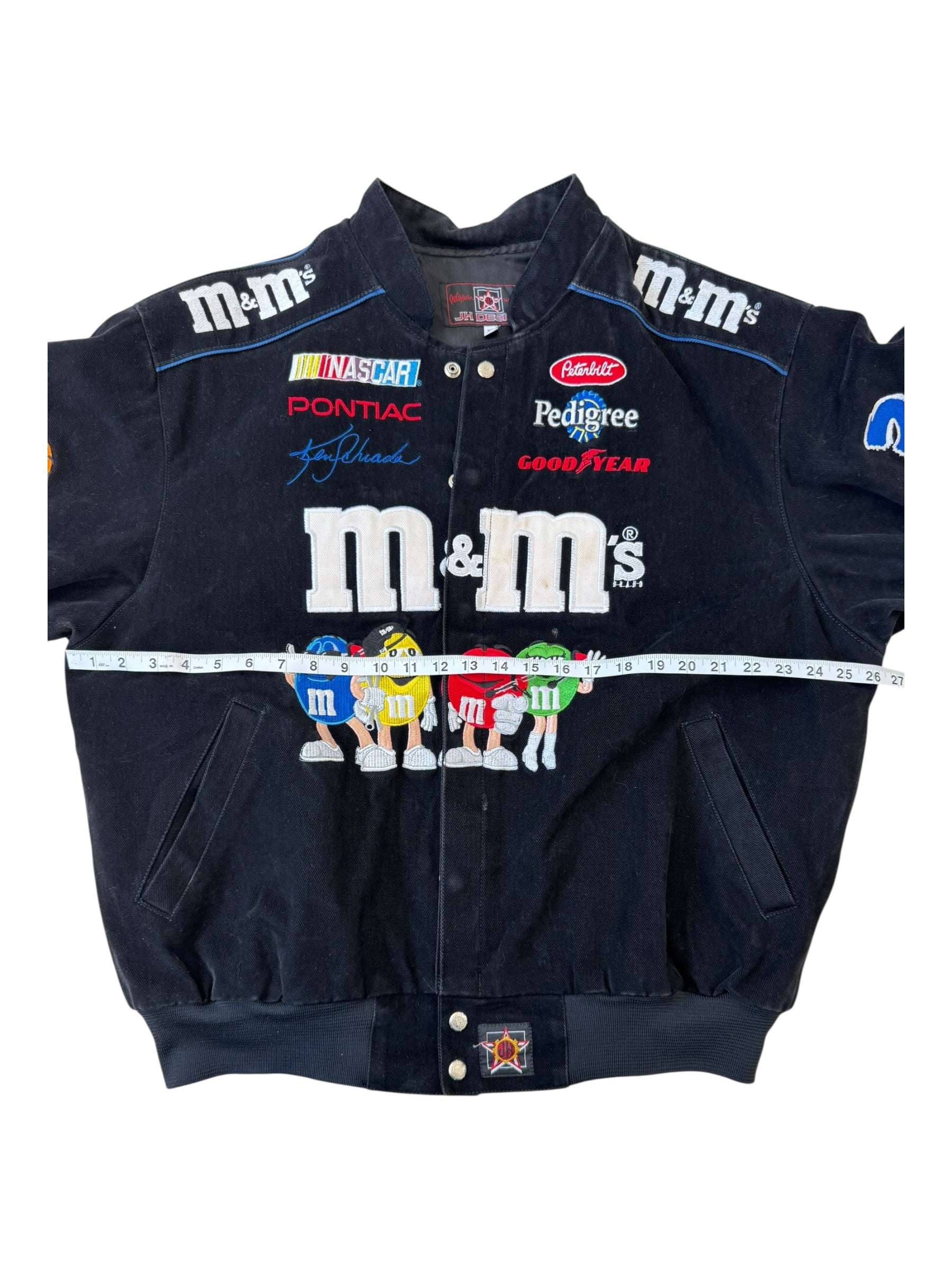 Jeff Hamilton 00s Black JH Designs #36 M&M's Racing Team Jacket Size XL