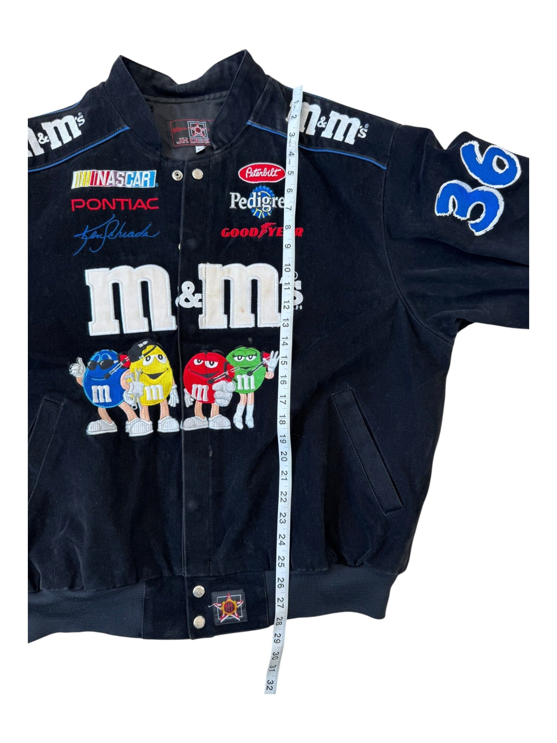 Jeff Hamilton 00s Black JH Designs #36 M&M's Racing Team Jacket Size XL