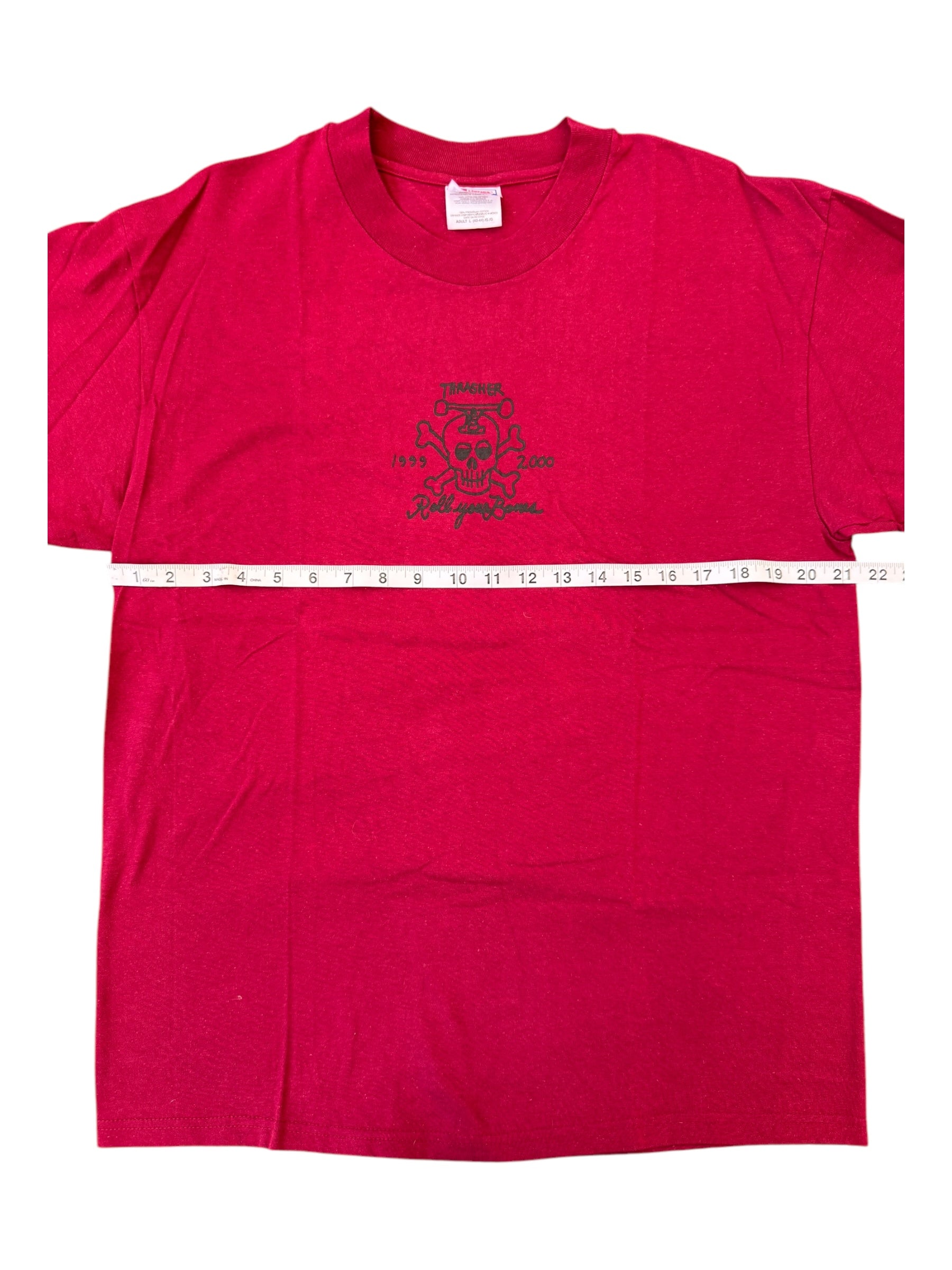 Thrasher 90s Red Roll Your Bones T-Shirt Hanes Beefy Size Large