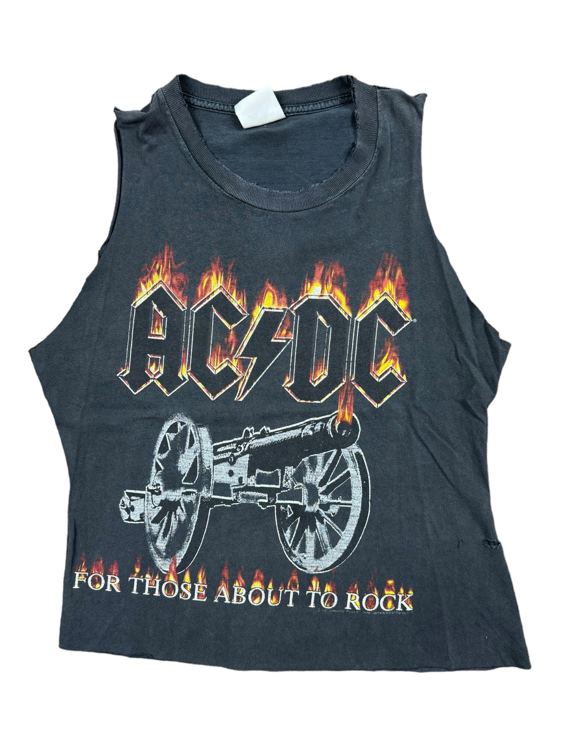 ACDC 00s For those About to Rock Trashed Cutoff Tank Size Medium