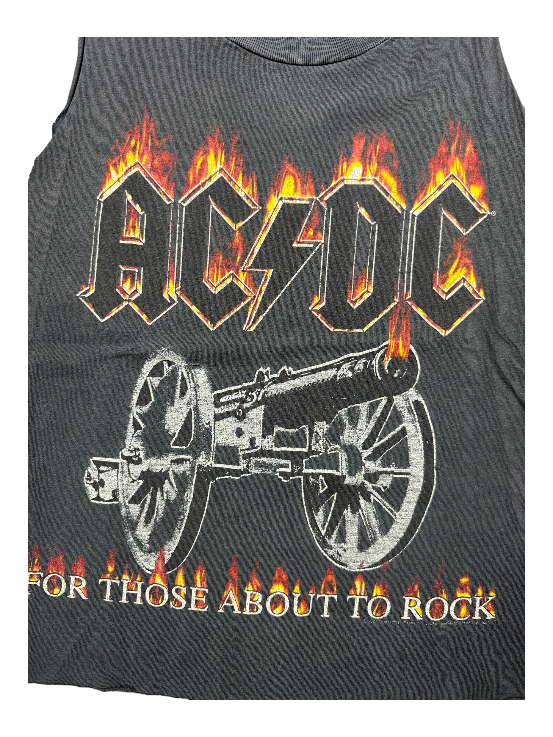 ACDC 00s For those About to Rock Trashed Cutoff Tank Size Medium