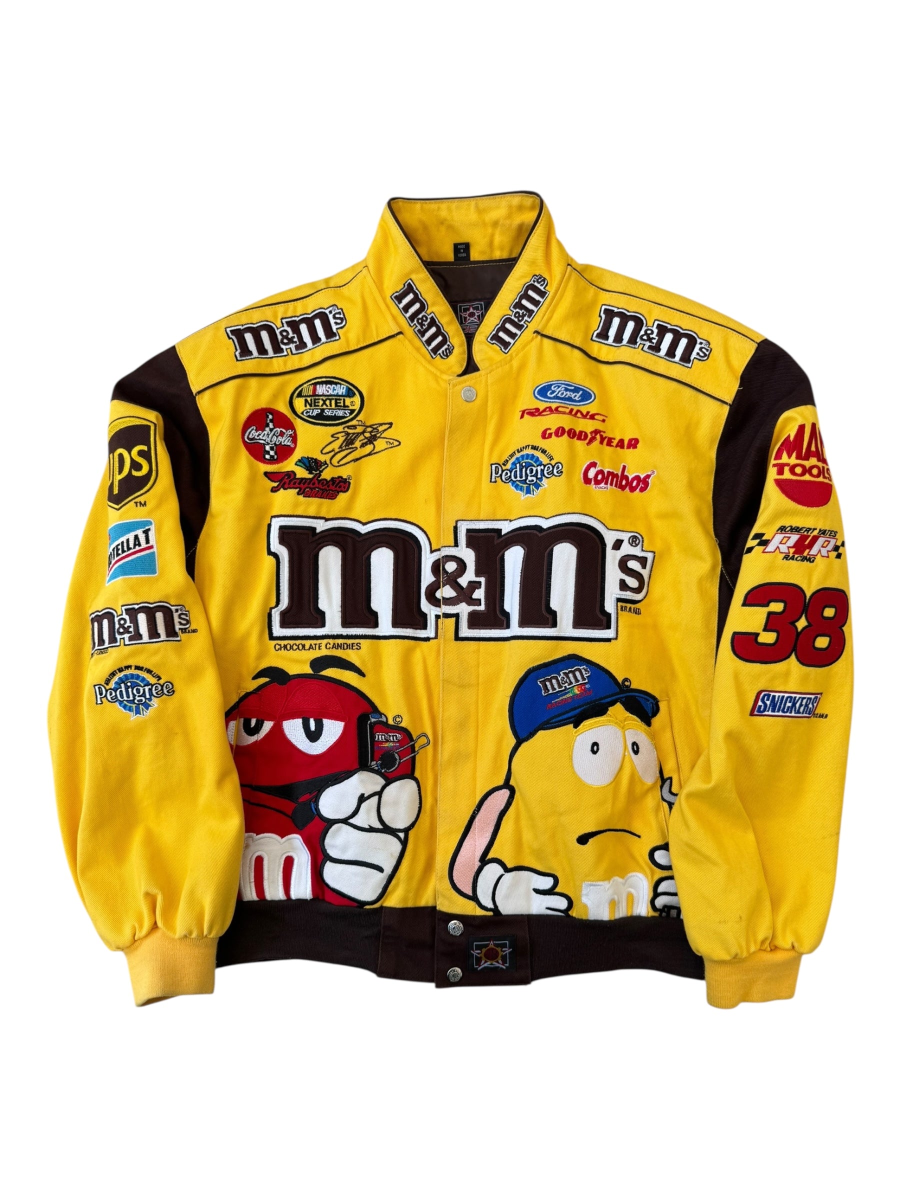 Jeff Hamilton 00s Yellow JH Designs #38 M&M's Racing Team Jacket Size XL