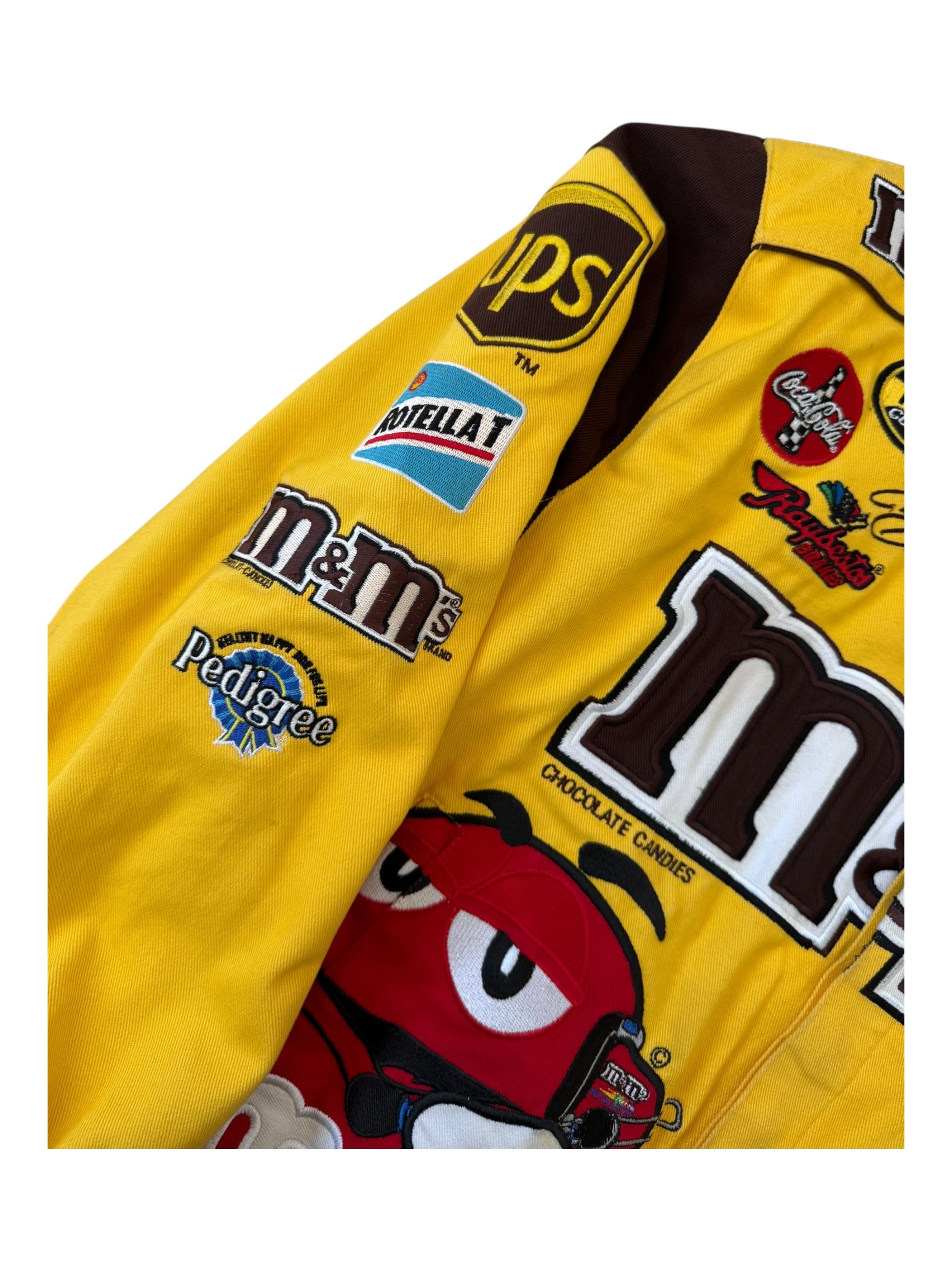Jeff Hamilton 00s Yellow JH Designs #38 M&M's Racing Team Jacket Size XL