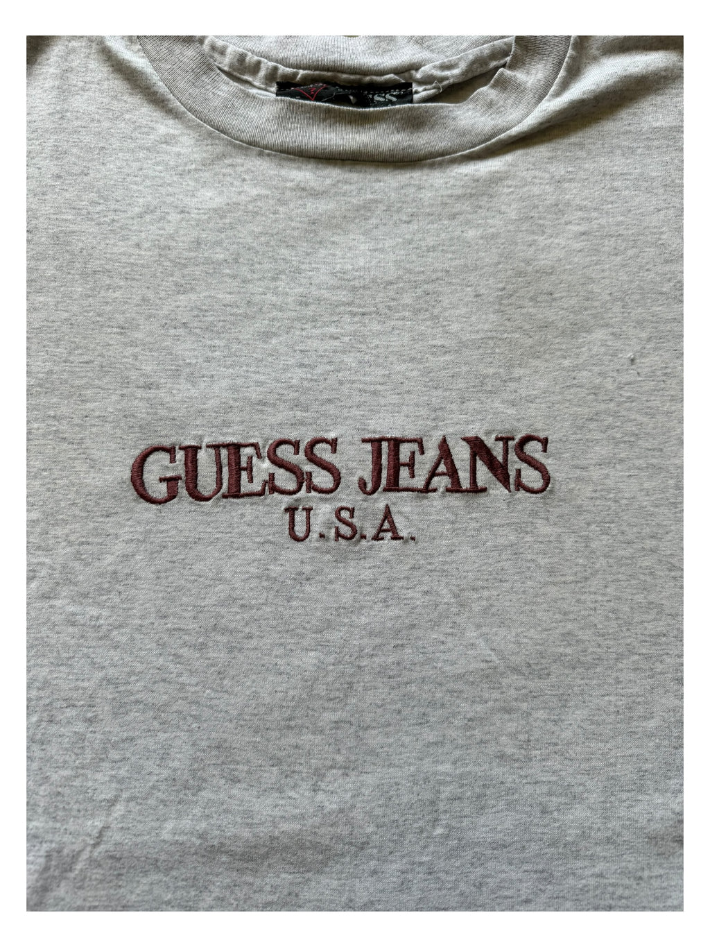 Guess Jeans 90’s Embroidered T-shirt Grey / Burgundy Size Large USA