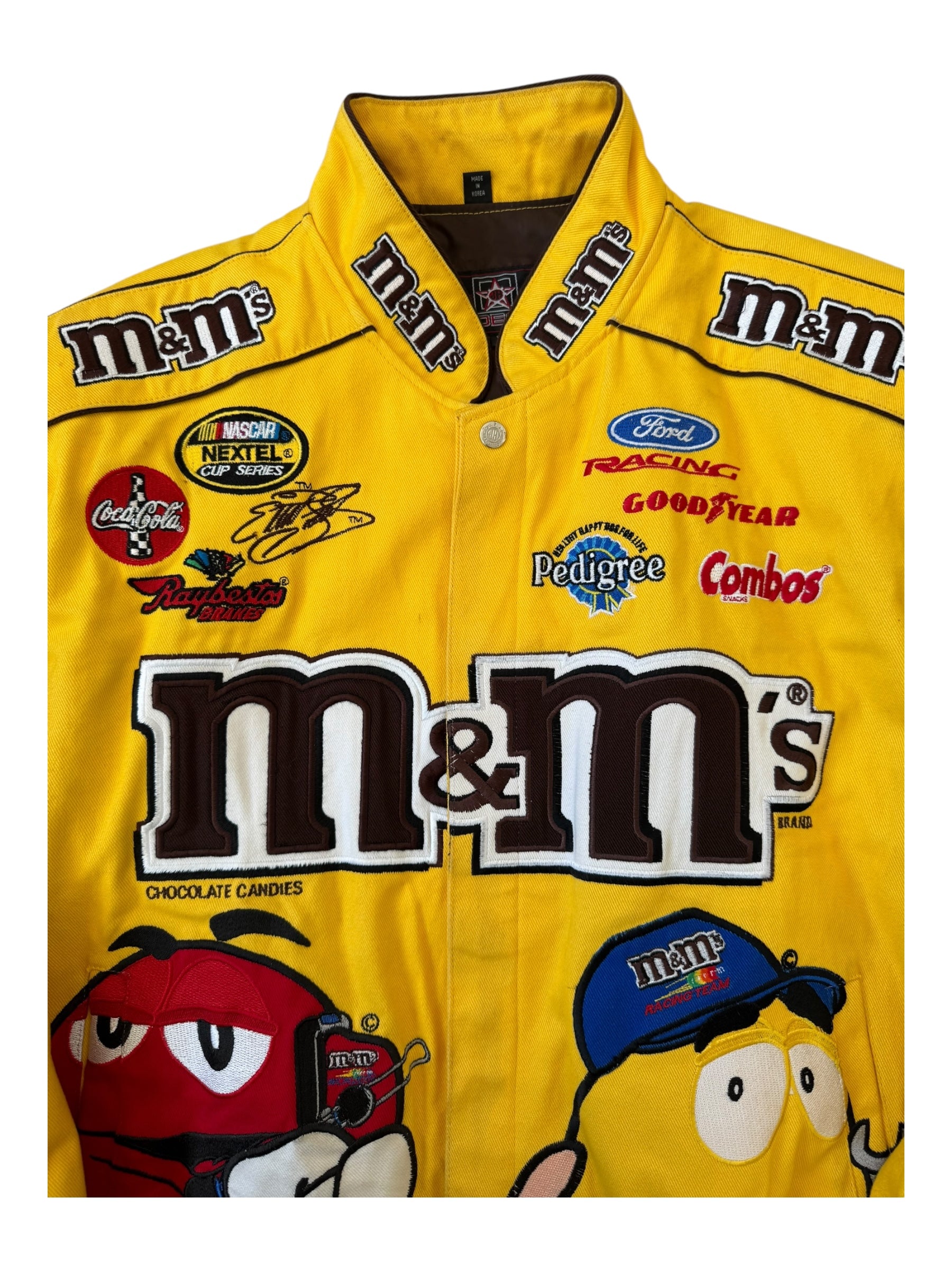 Jeff Hamilton 00s Yellow JH Designs #38 M&M's Racing Team Jacket Size XL
