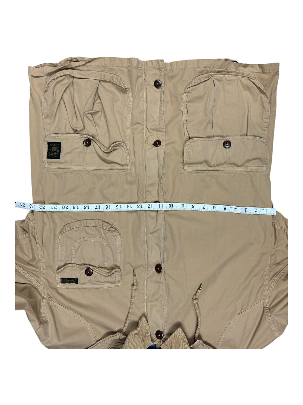 Polo Ralph Lauren 90s Khaki Utility Pocket Jacket Corduroy Collar Size XXL