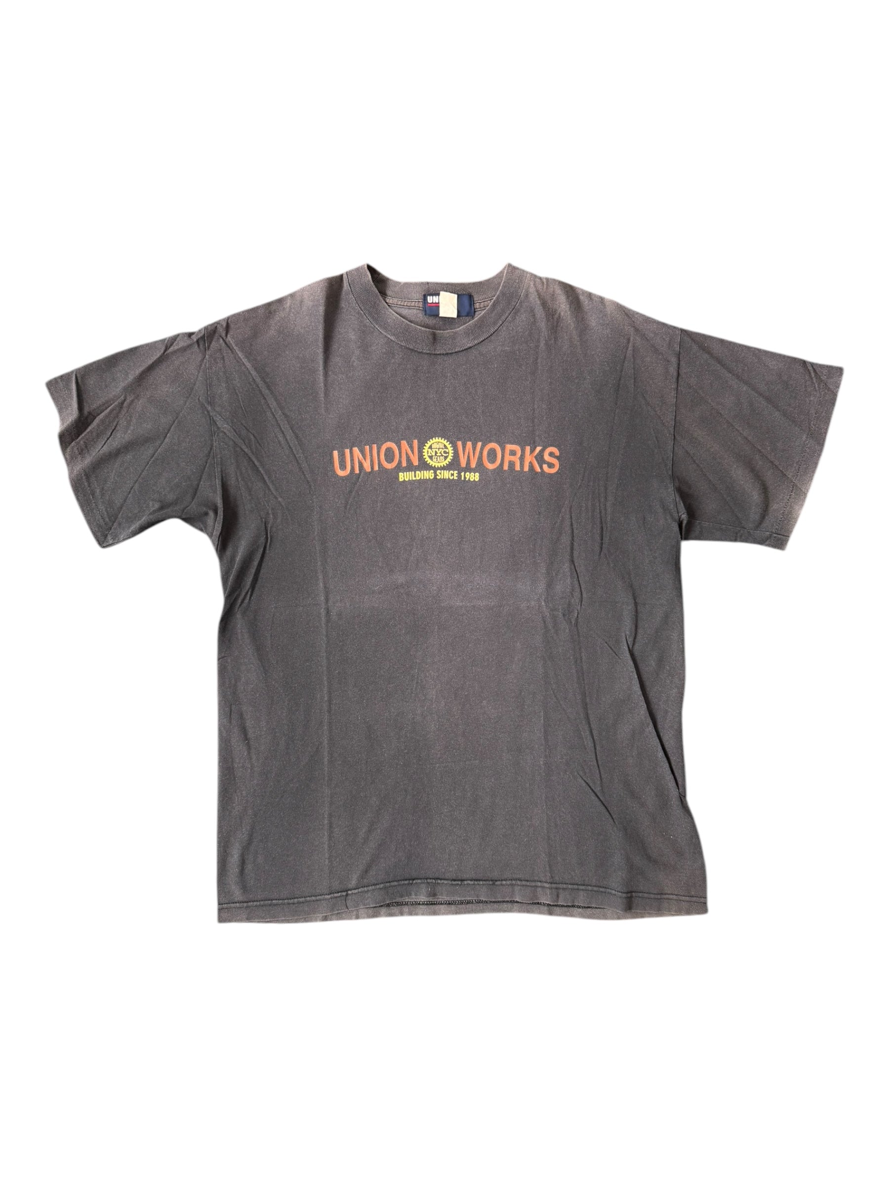 Union 90s Union Works Black Faded T-Shirt Size XL