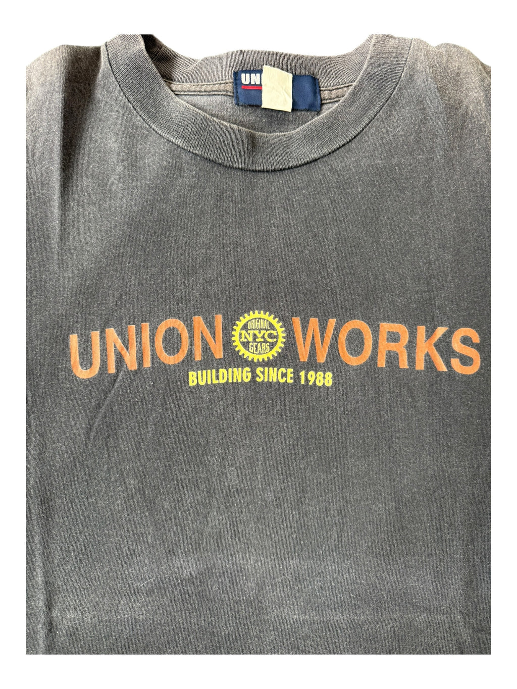Union 90s Union Works Black Faded T-Shirt Size XL