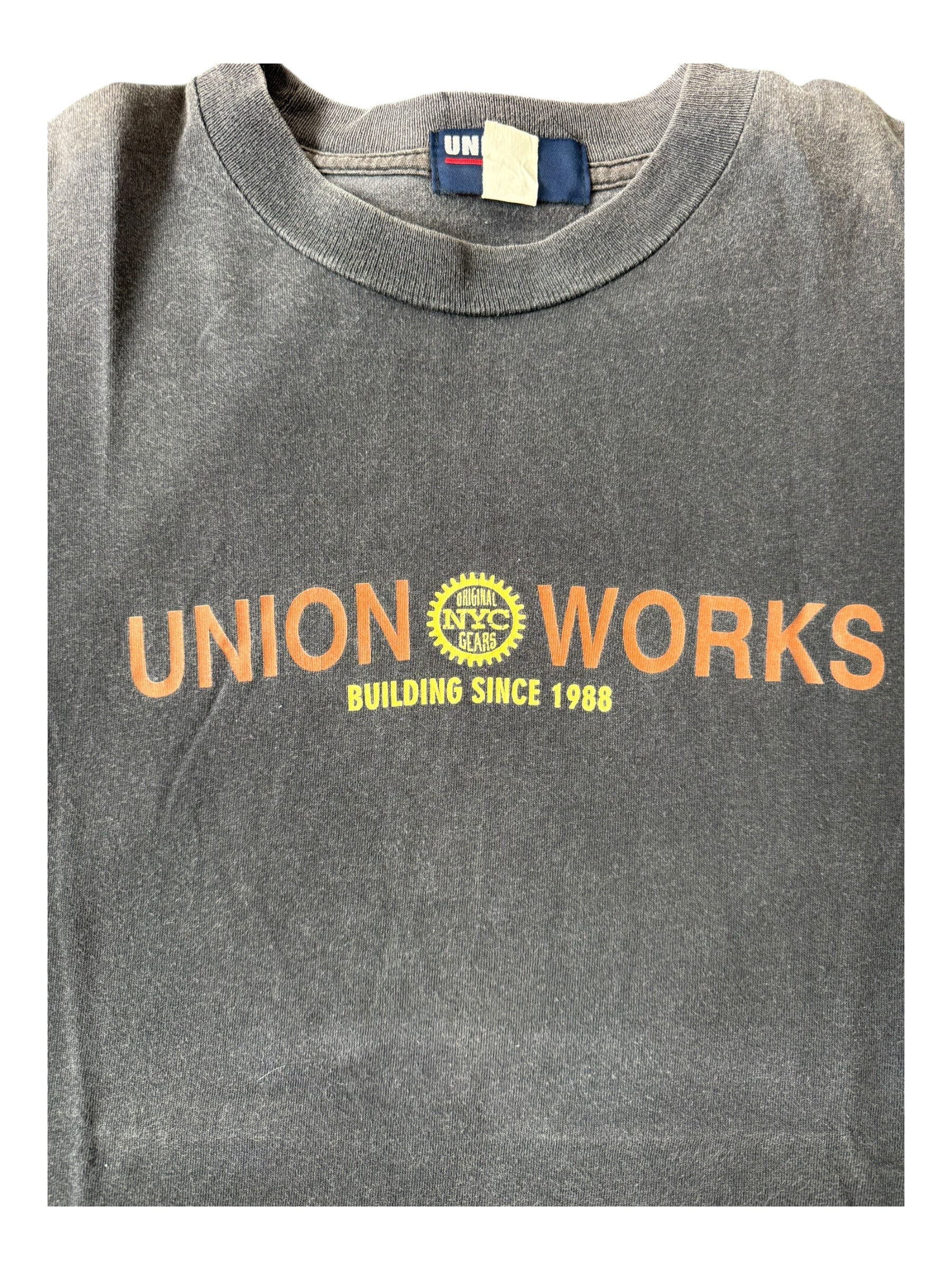 Union 90s Union Works Black Faded T-Shirt Size XL