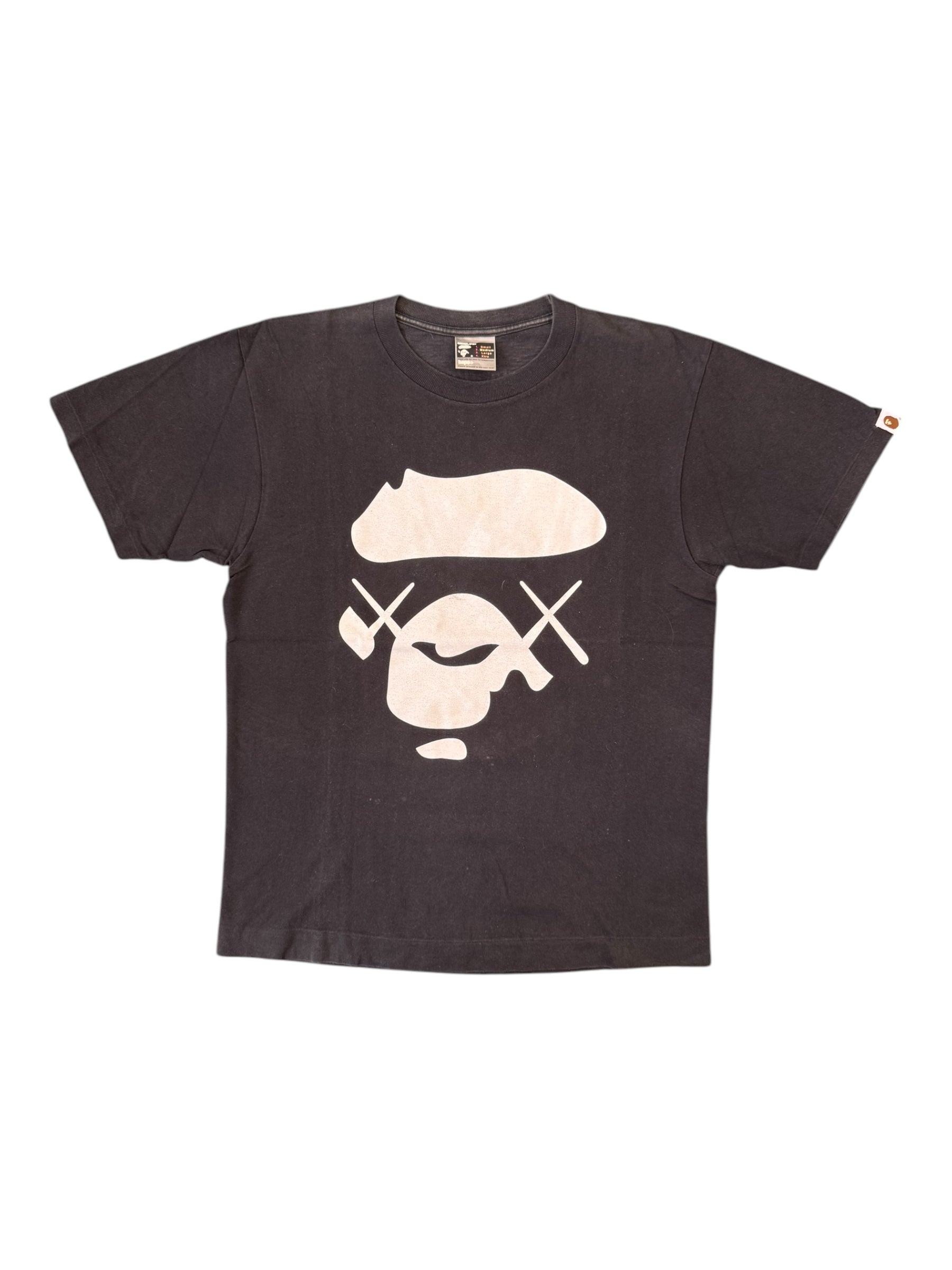 A Bathing Ape 00s Kaws Face Logo Black T-Shirt Size Medium