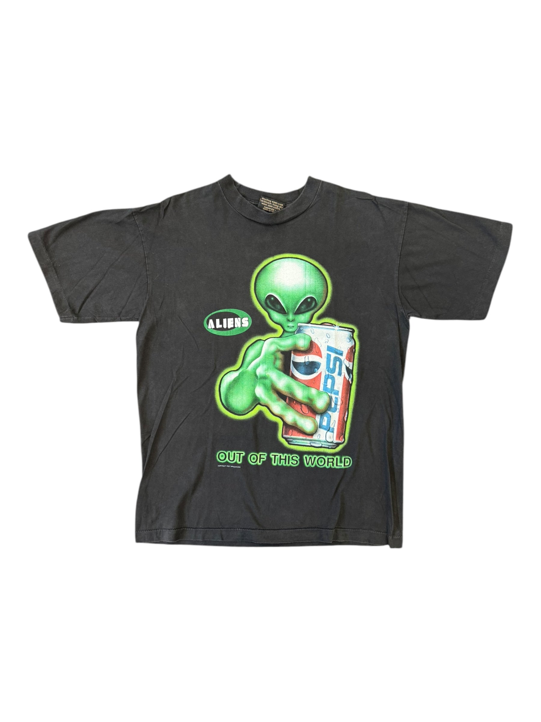 Aliens 90s Out of this World Pepsi Black T-Shirt Alien Workshop Tag Size Large