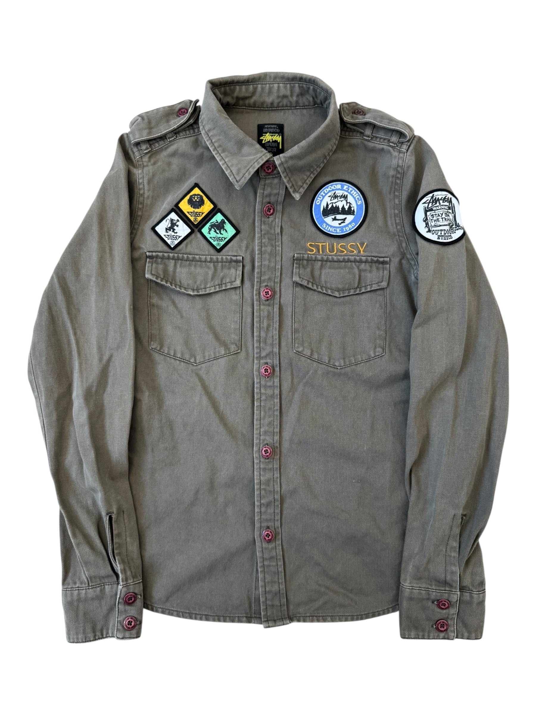Stussy 00s Womens Scout Jacket w/ Patches Army Green Size Small