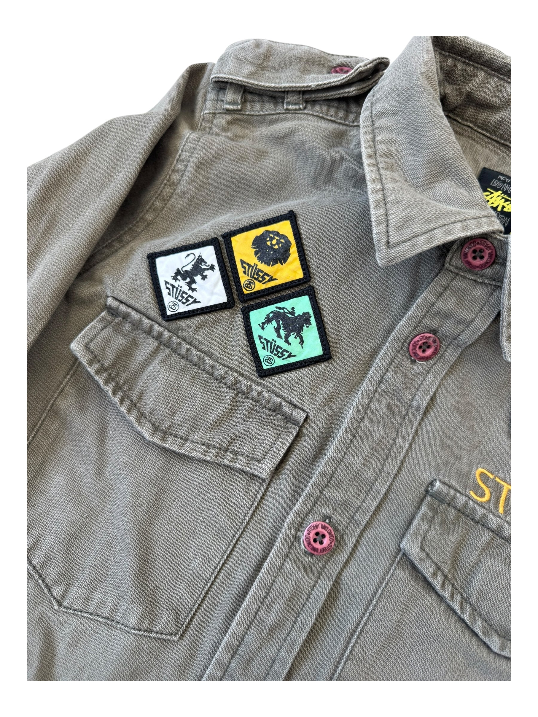 Stussy 00s Womens Scout Jacket w/ Patches Army Green Size Small