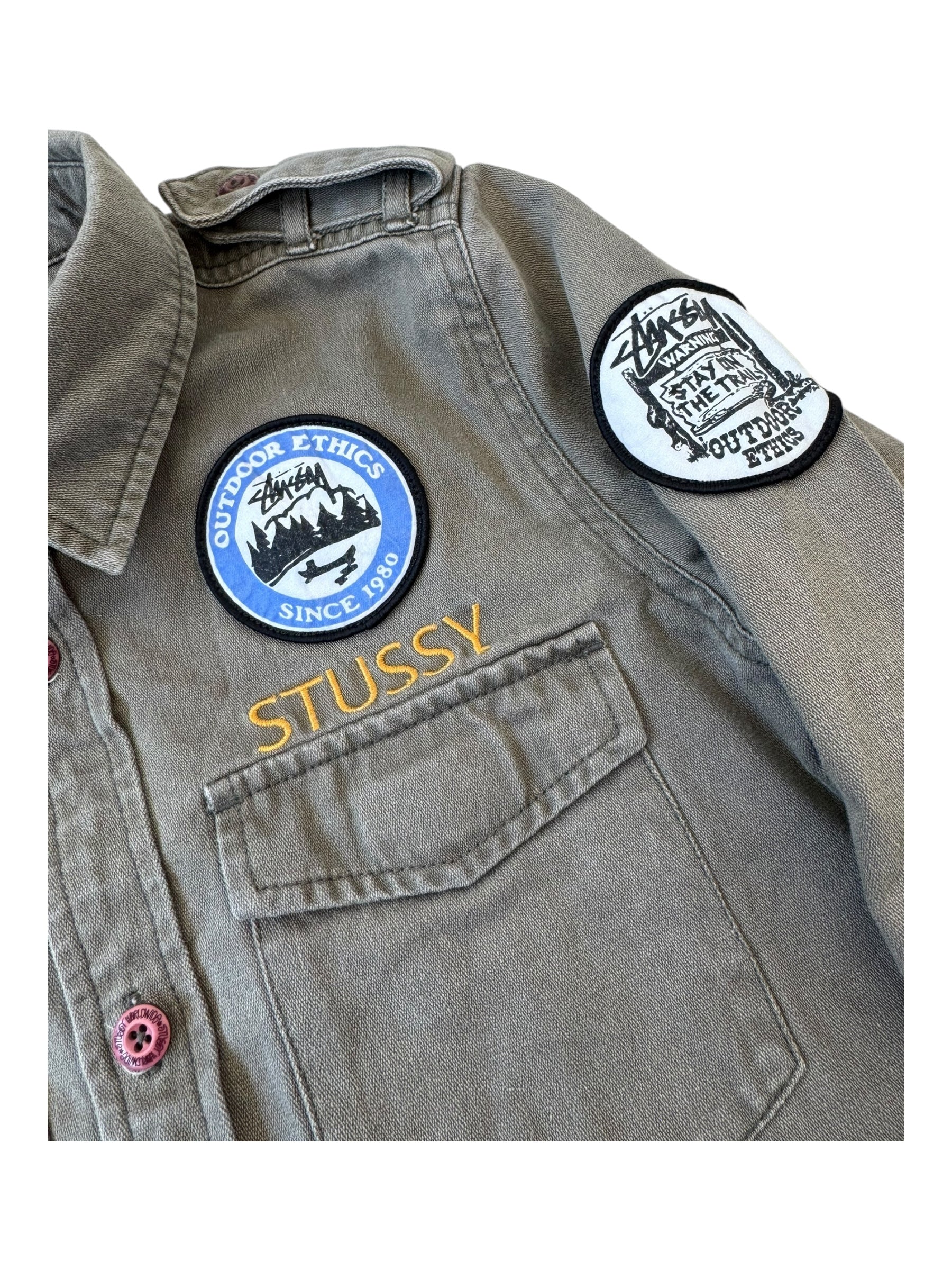 Stussy 00s Womens Scout Jacket w/ Patches Army Green Size Small