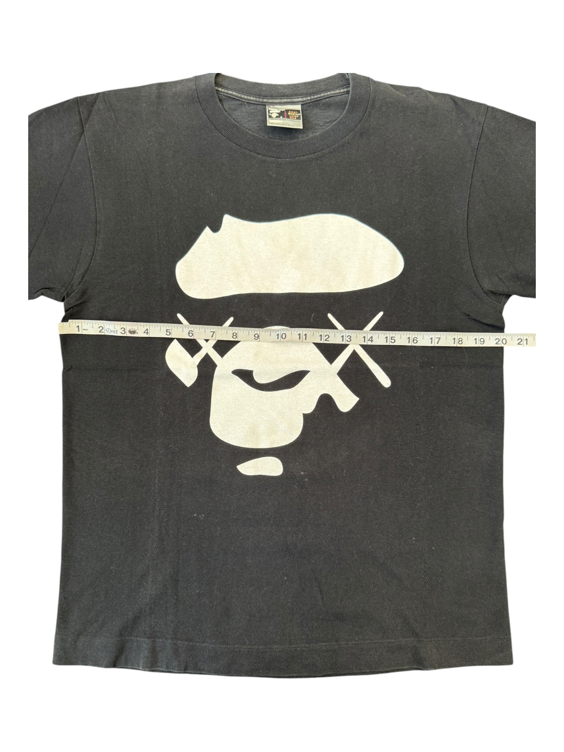 A Bathing Ape 00s Kaws Face Logo Black T-Shirt Size Medium