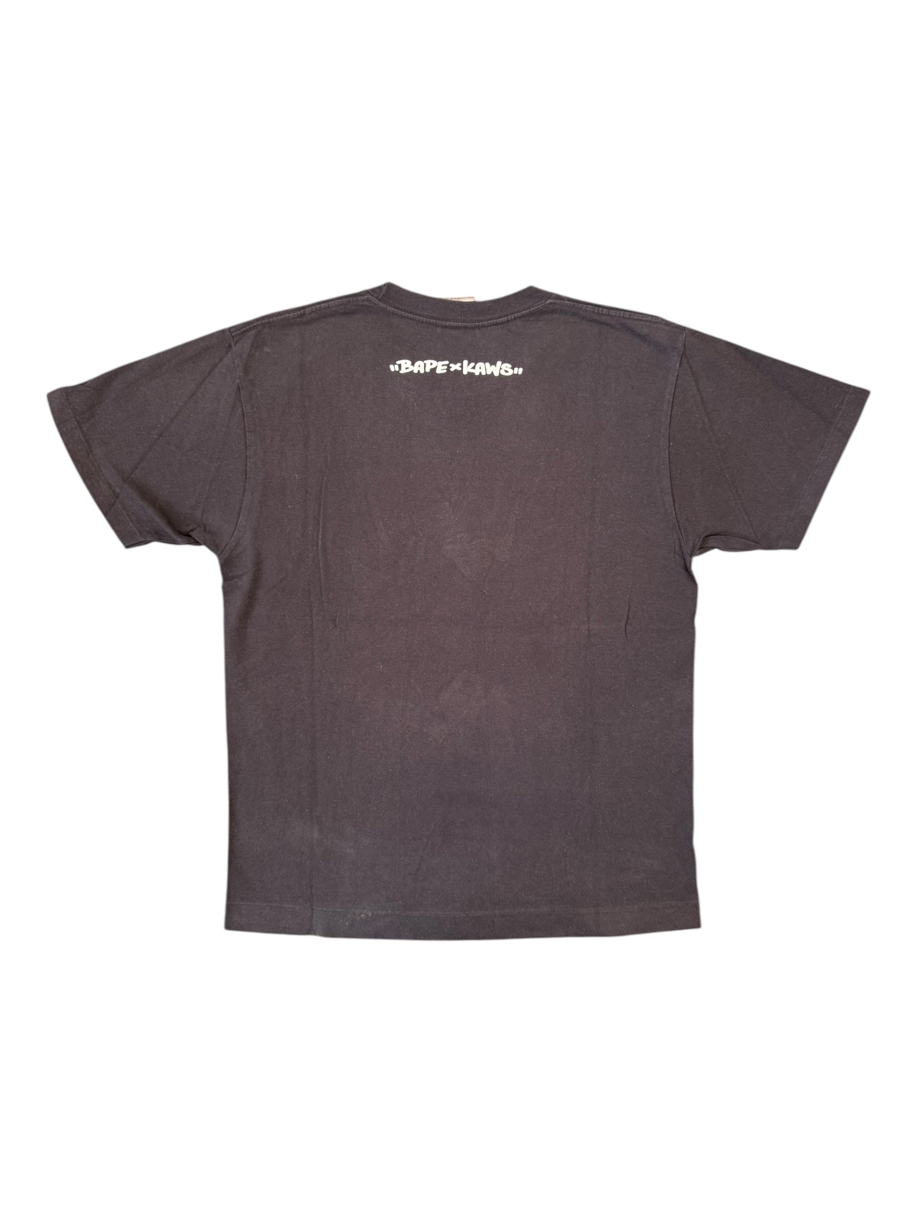 A Bathing Ape 00s Kaws Face Logo Black T-Shirt Size Medium