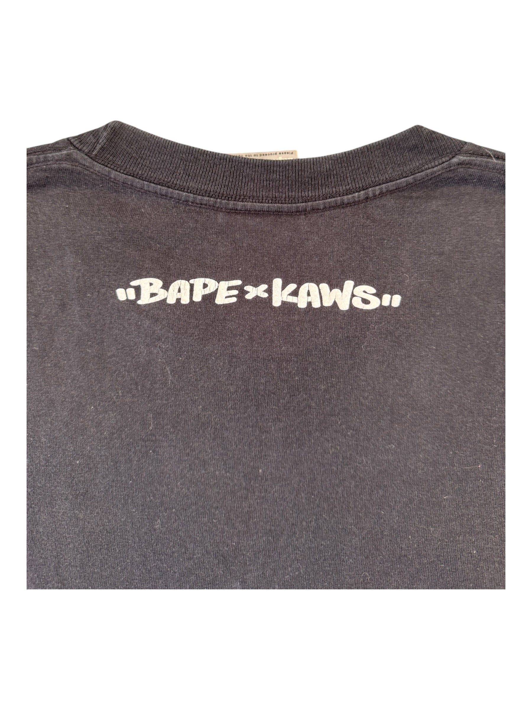 A Bathing Ape 00s Kaws Face Logo Black T-Shirt Size Medium