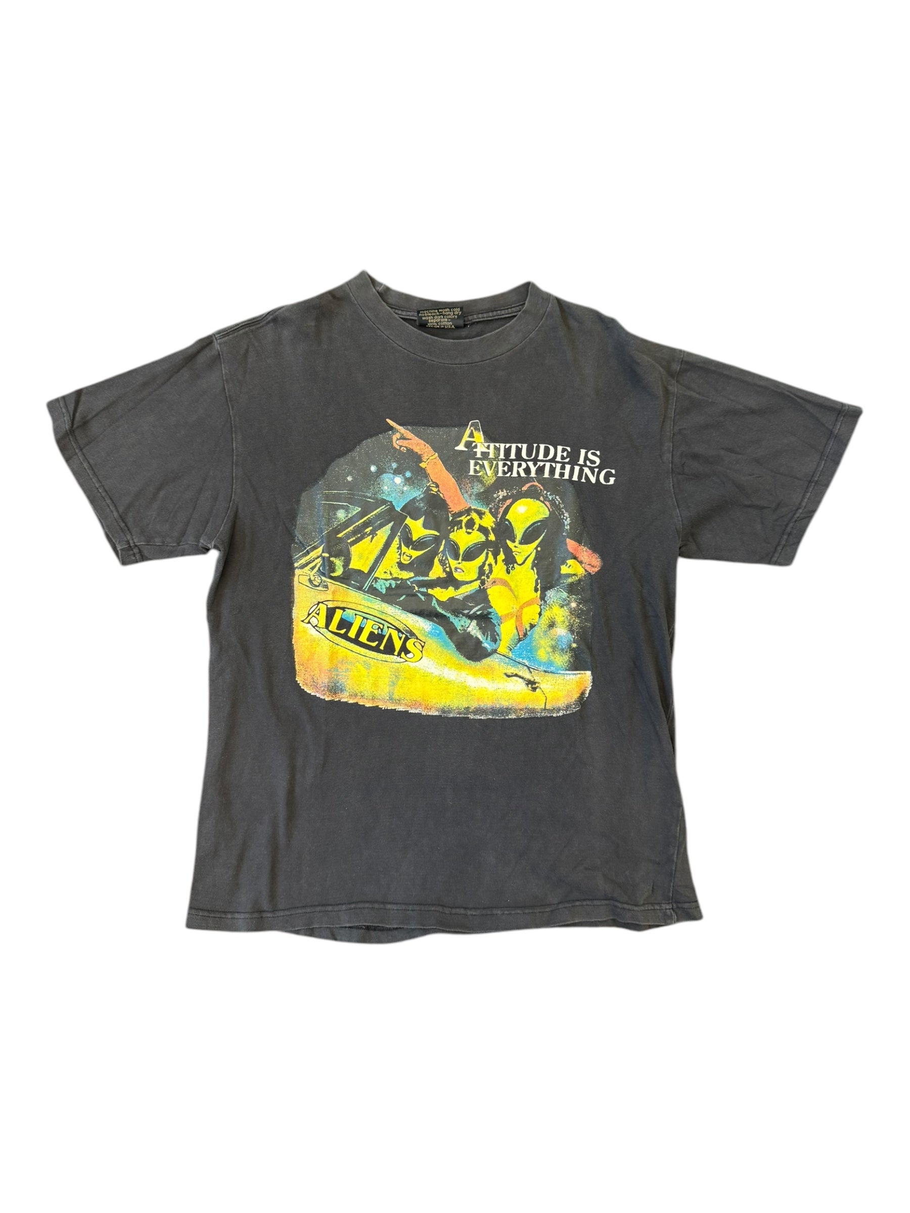 Aliens 90s Attitude is Everything Black T-Shirt Alien Workshop Tag Size Large