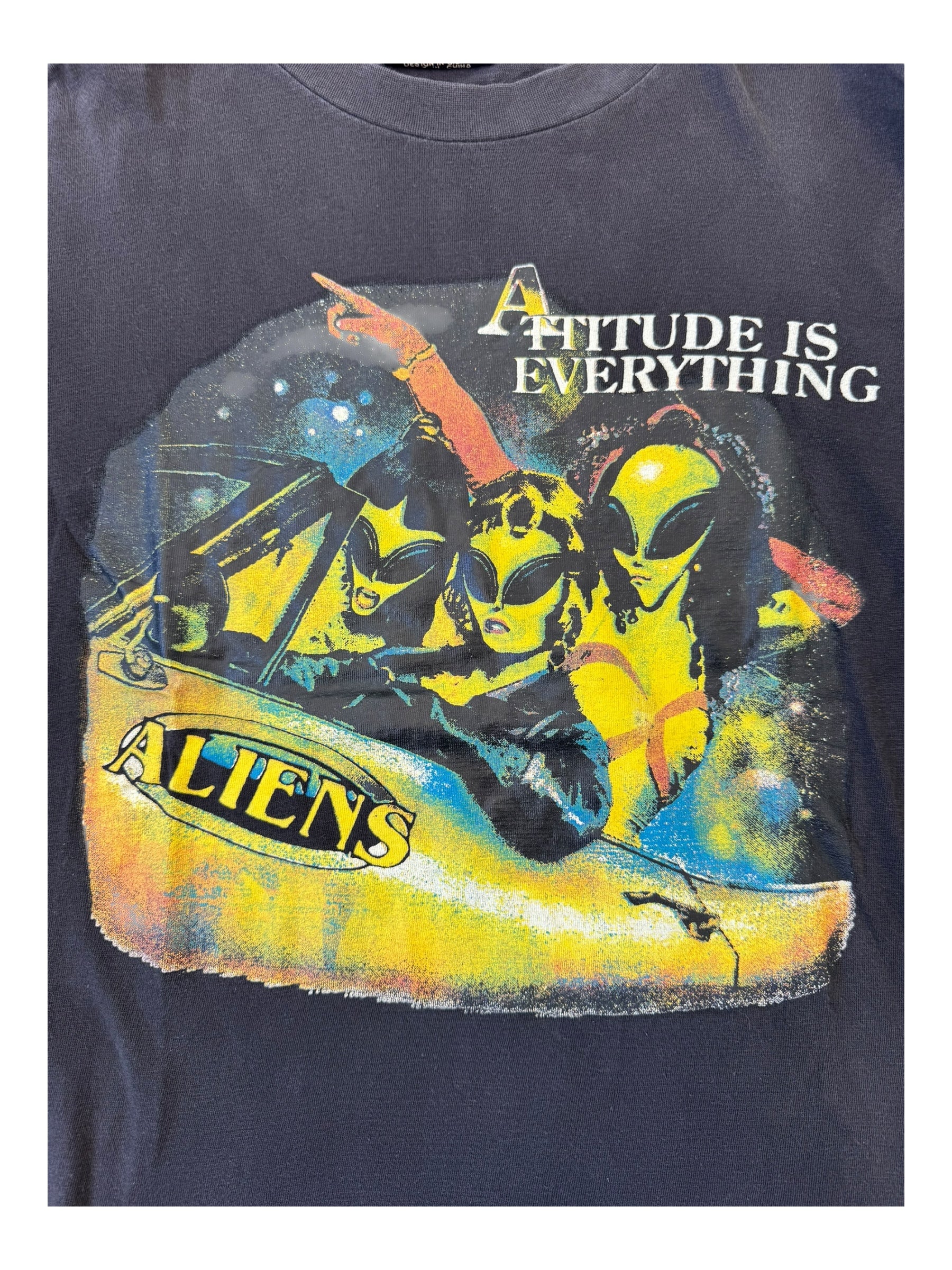 Aliens 90s Attitude is Everything Black T-Shirt Alien Workshop Tag Size Large
