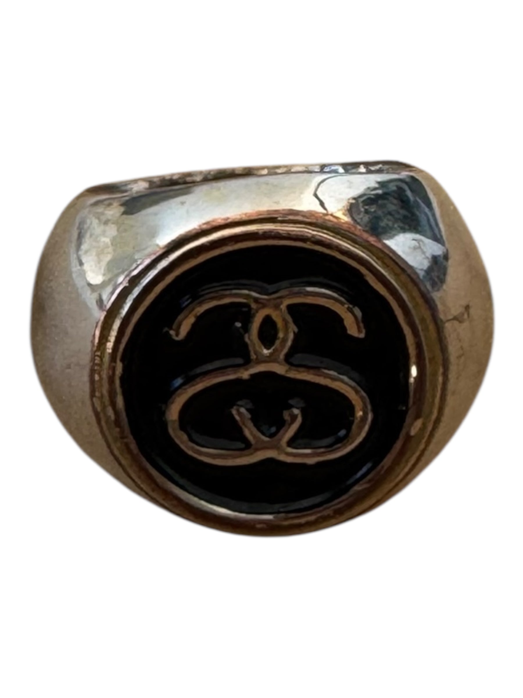 Stussy 90s SS Logo Silver Ring w/ Dust Bag Size L/XL