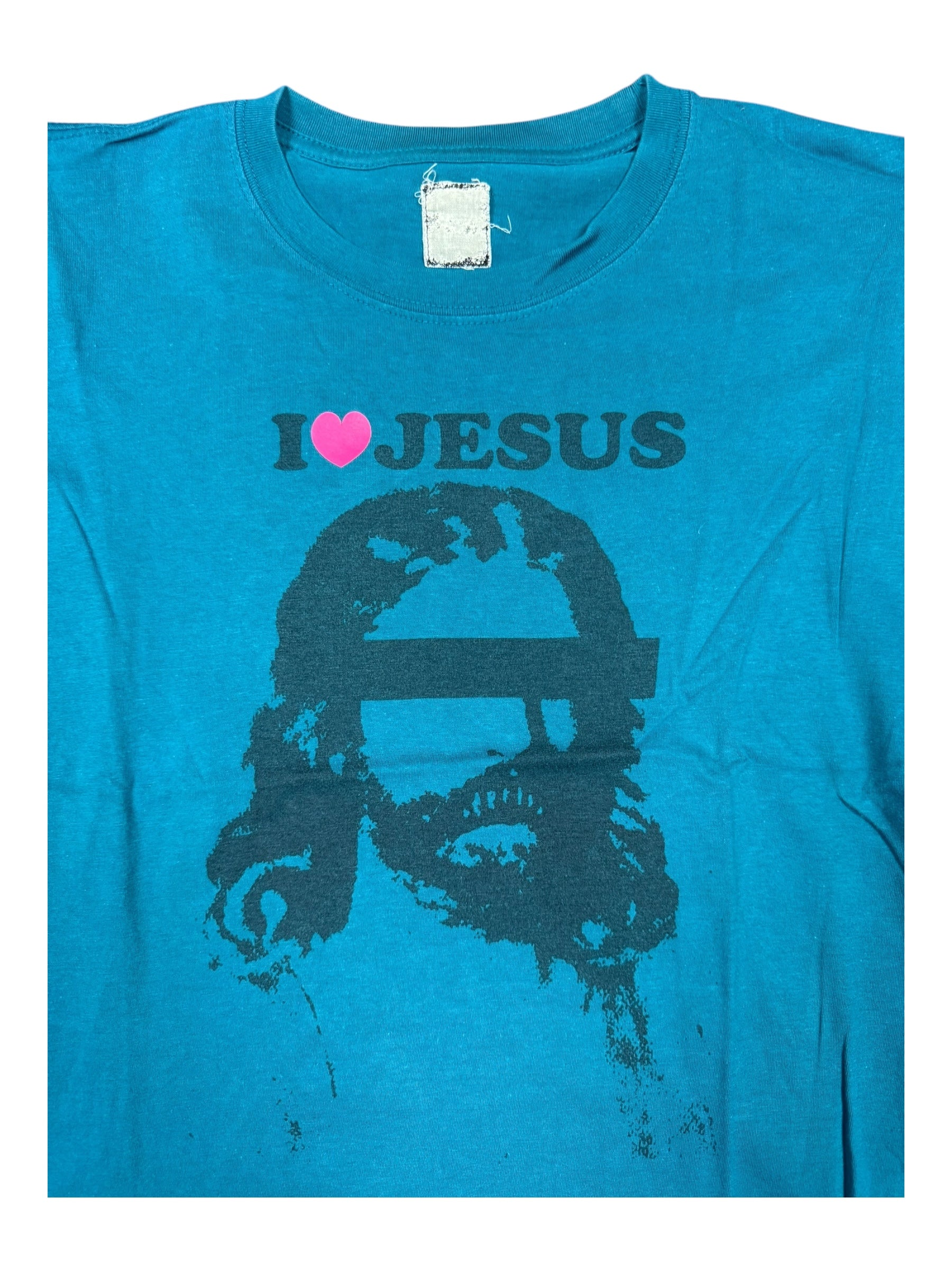 Teal 90s Teal I Love Jesus T-Shirt Small