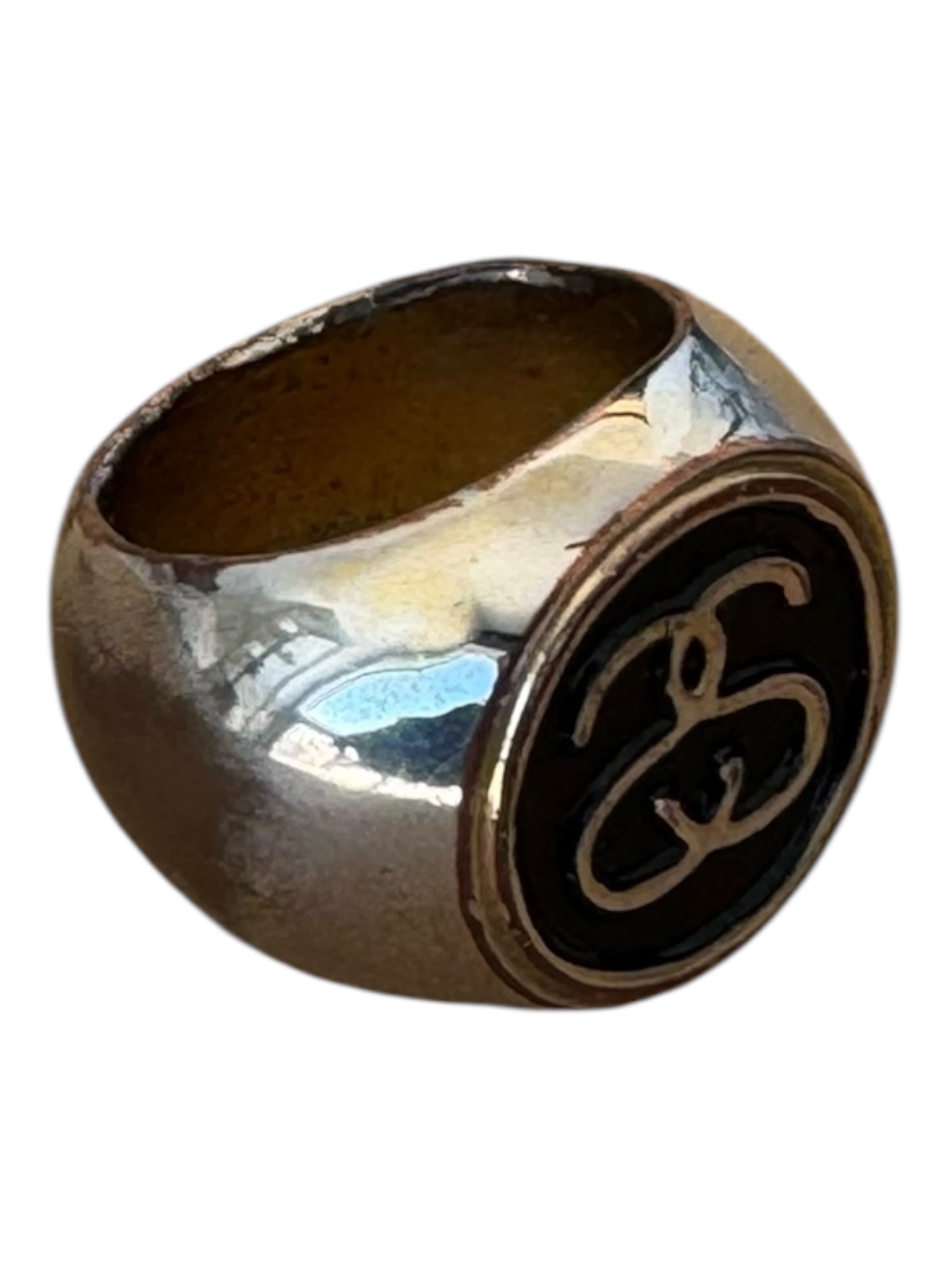 Stussy 90s SS Logo Silver Ring w/ Dust Bag Size L/XL