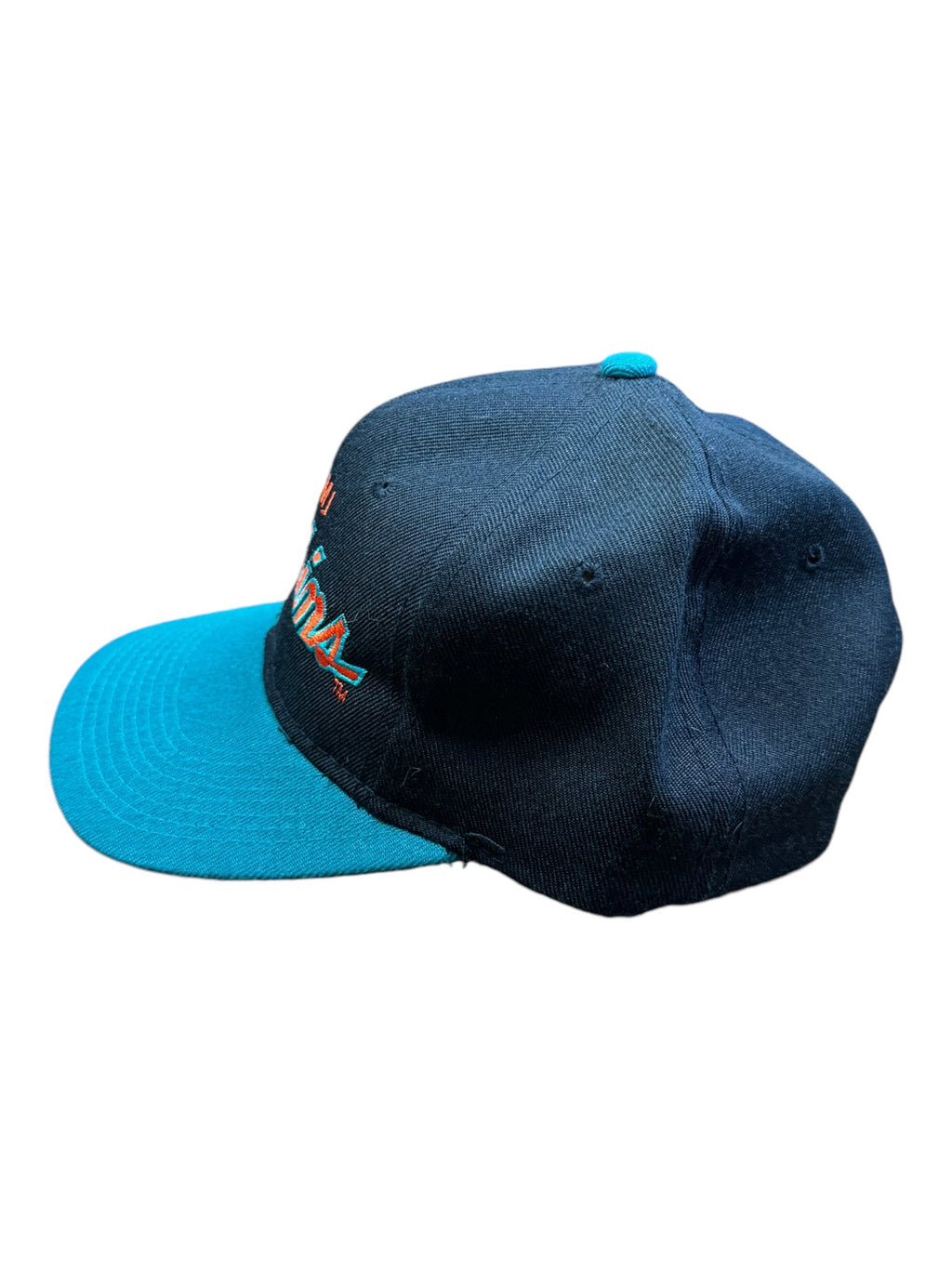 Miami Dolphins Sports Specialties Script 100% Wool Snapback Hat 90s