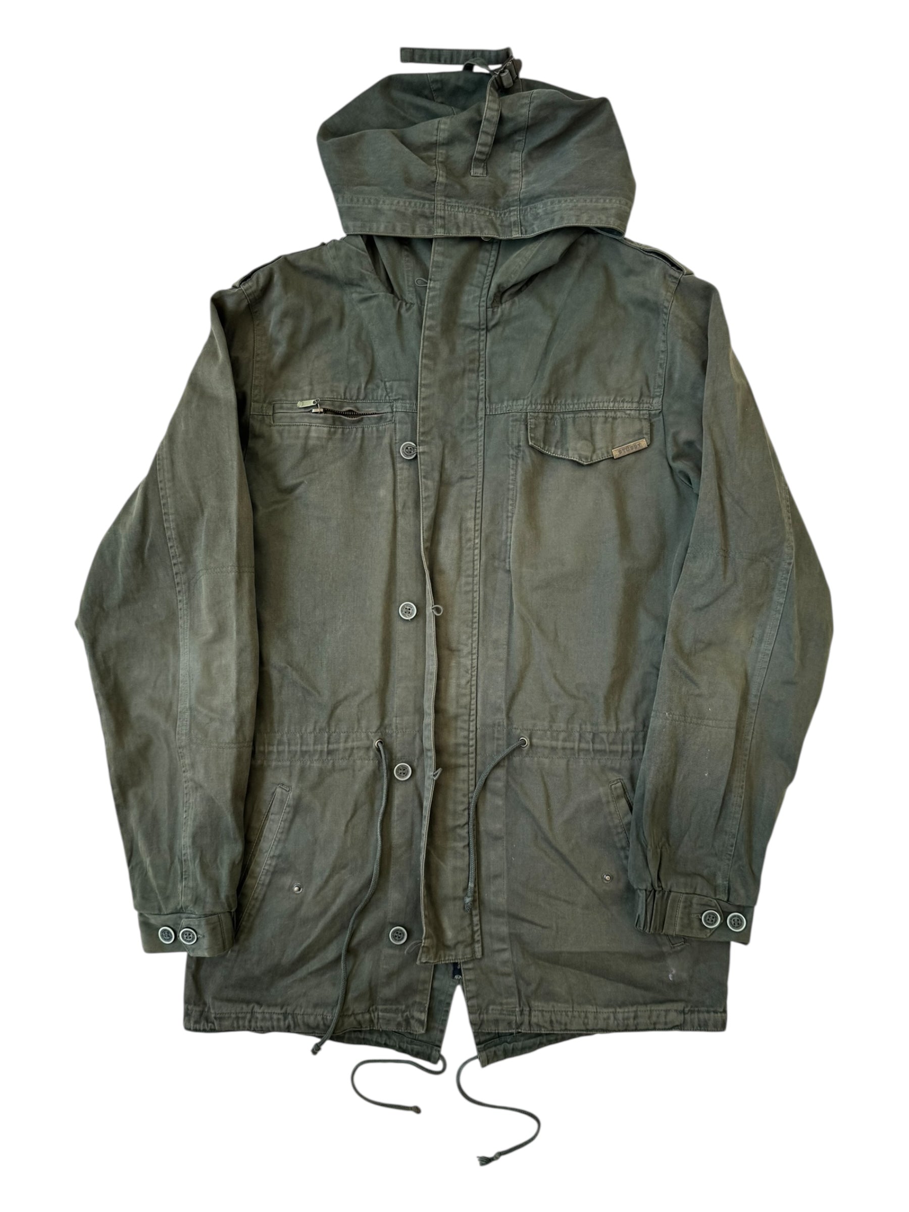 Stussy 00s Green Army Trench Coat Size Medium