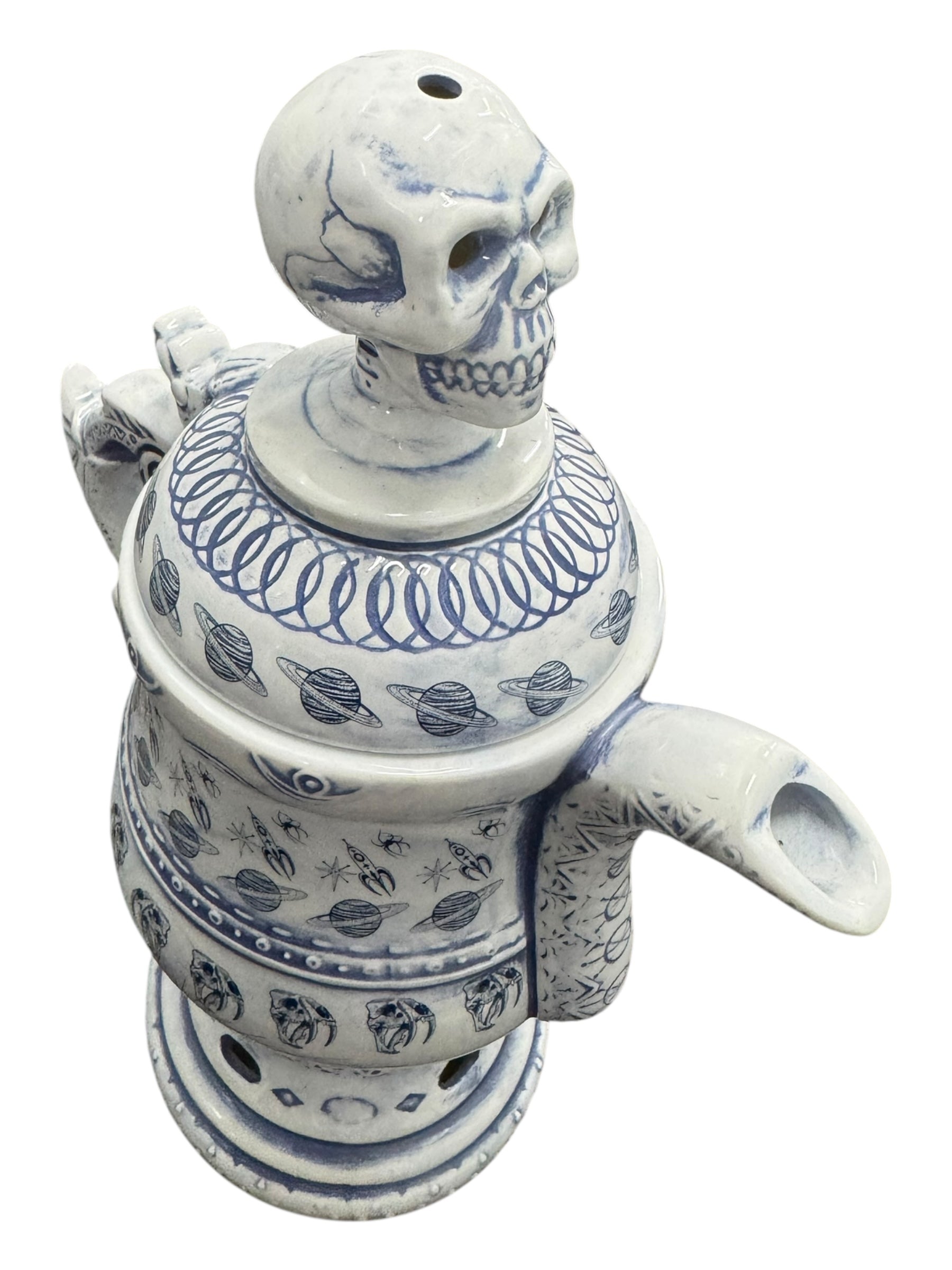 Neighborhood Dr. Woo Skull Head Incense Chamber Blue Teapot Urn
