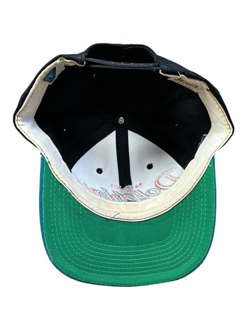 Miami Dolphins Sports Specialties Script 100% Wool Snapback Hat 90s