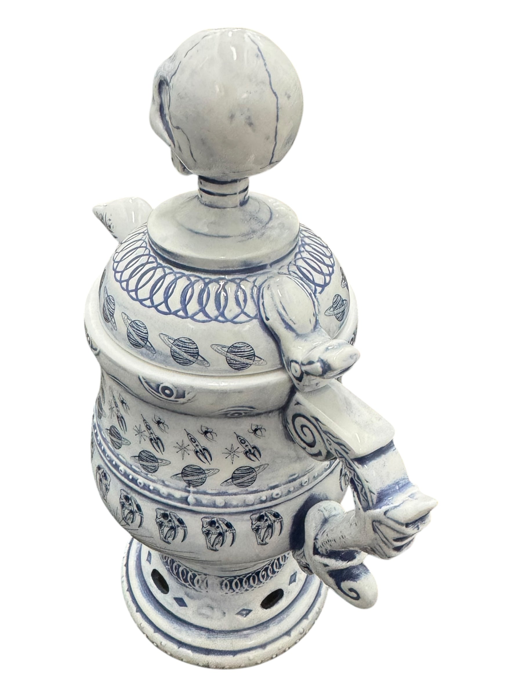 Neighborhood Dr. Woo Skull Head Incense Chamber Blue Teapot Urn