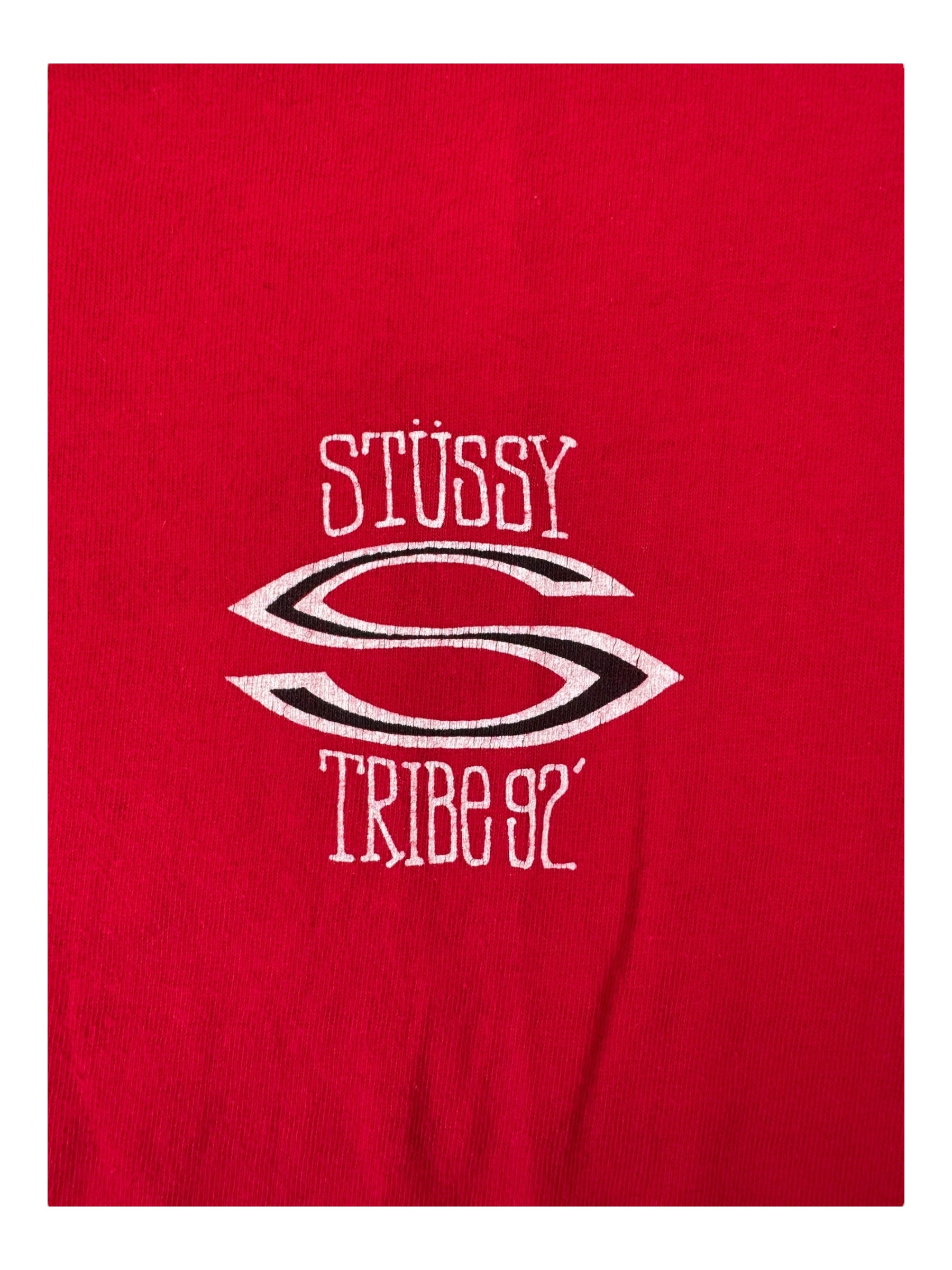 Stussy 90s Stussy Tribe Red T-Shirt Size Large