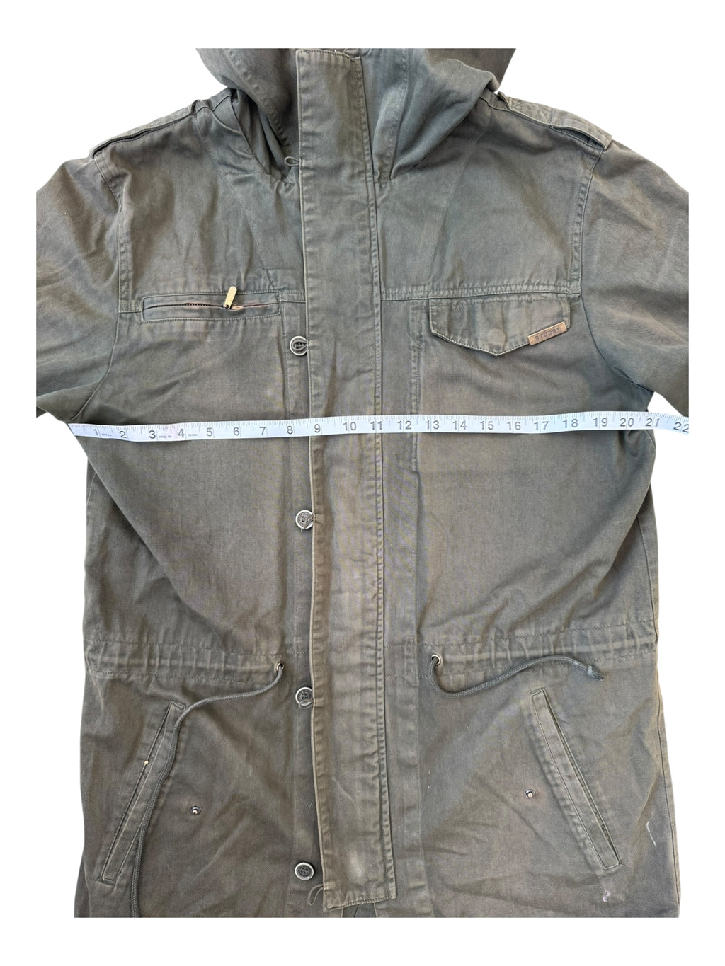 Stussy 00s Green Army Trench Coat Size Medium