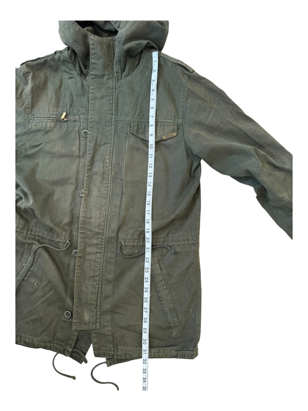 Stussy 00s Green Army Trench Coat Size Medium