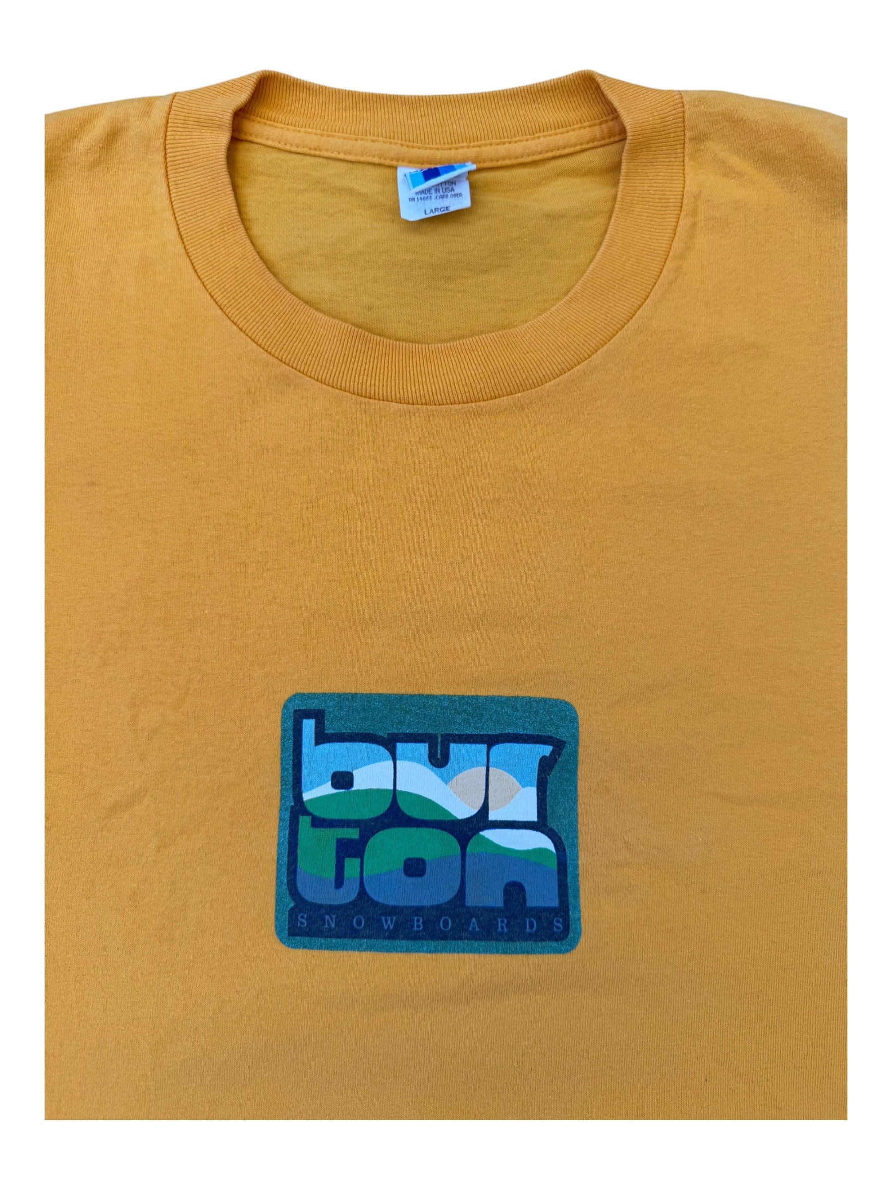 Burton Snowboards 90s Yellow Mountains Logo Size Large