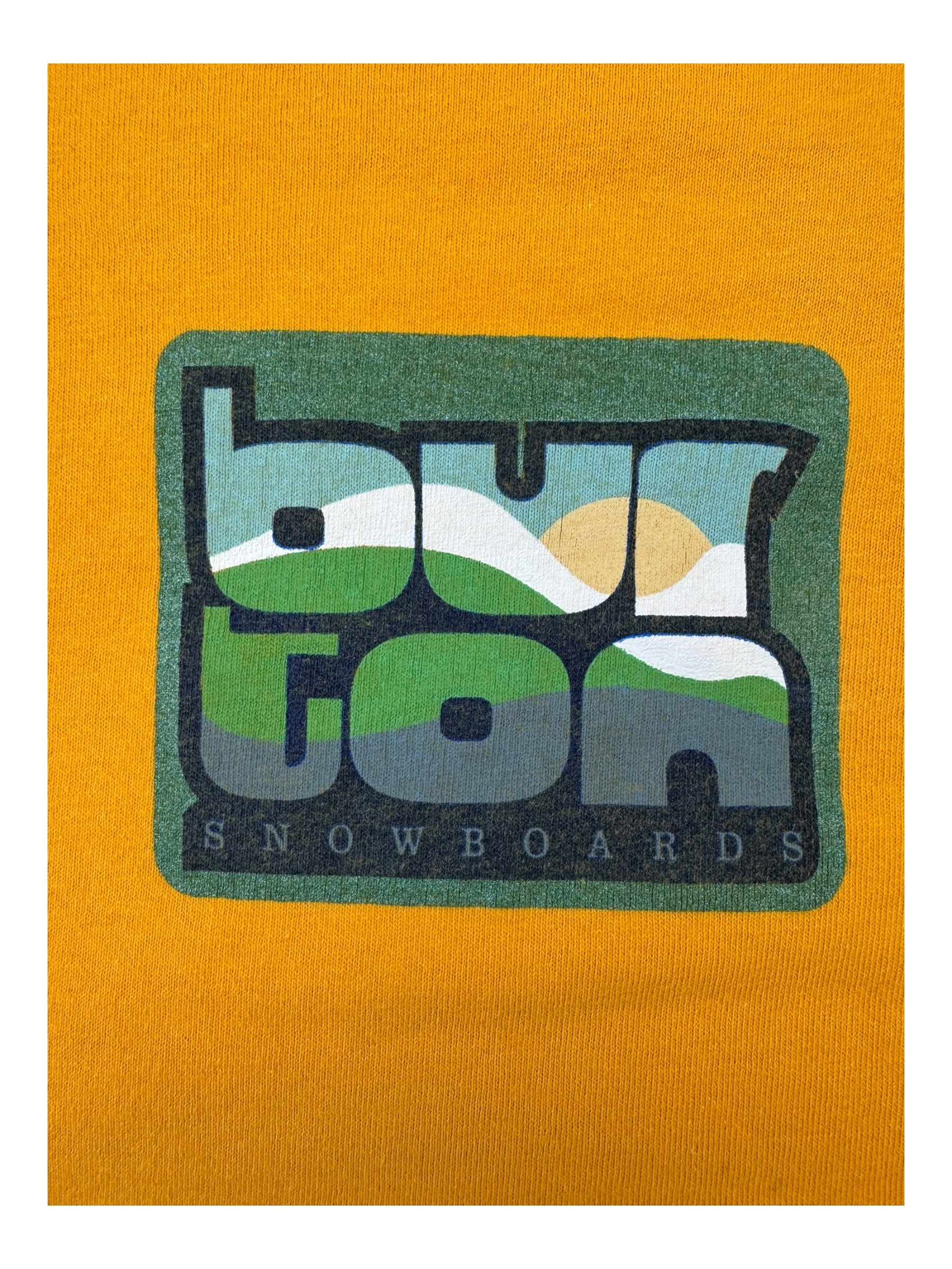 Burton Snowboards 90s Yellow Mountains Logo Size Large