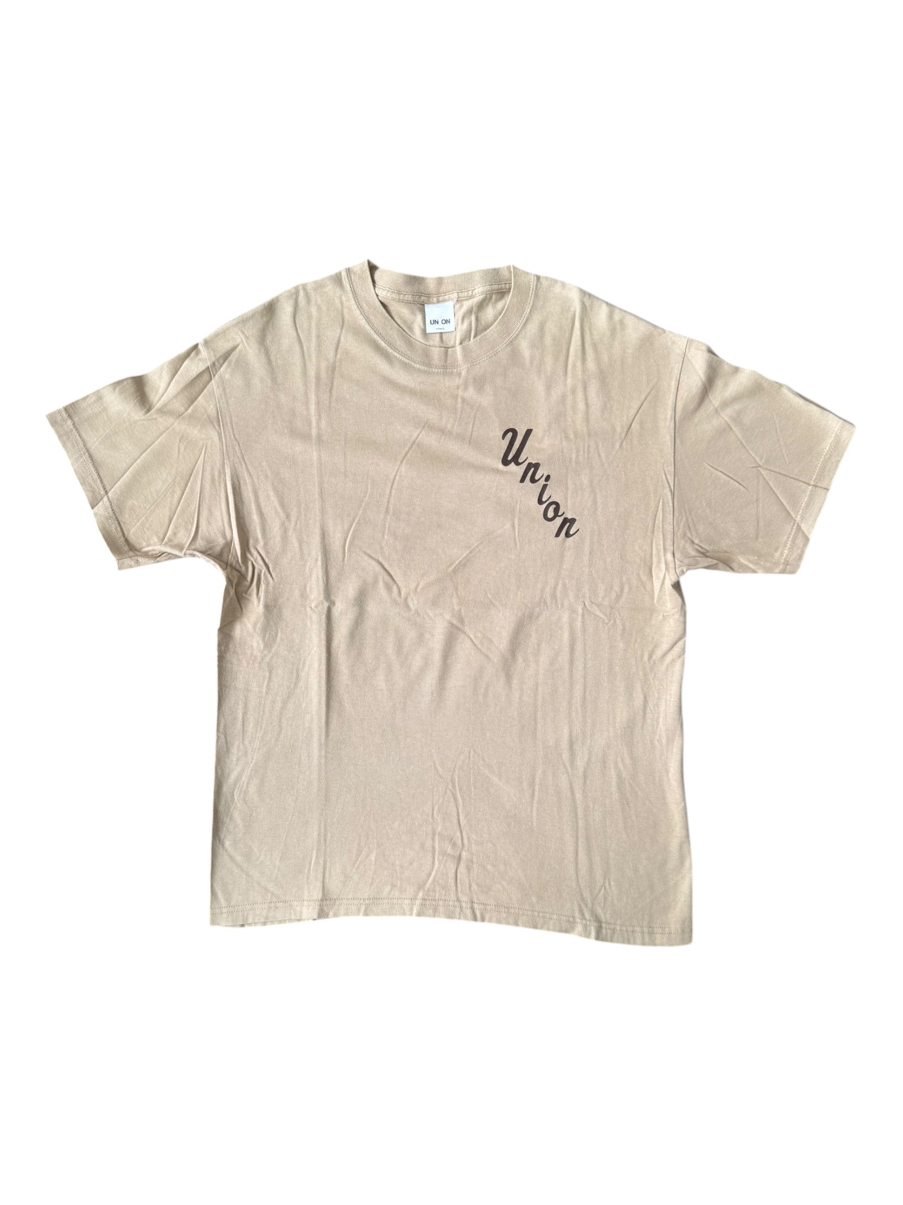 Union 00s NYC LA Frontman Logo Tan T-Shirt Size Large