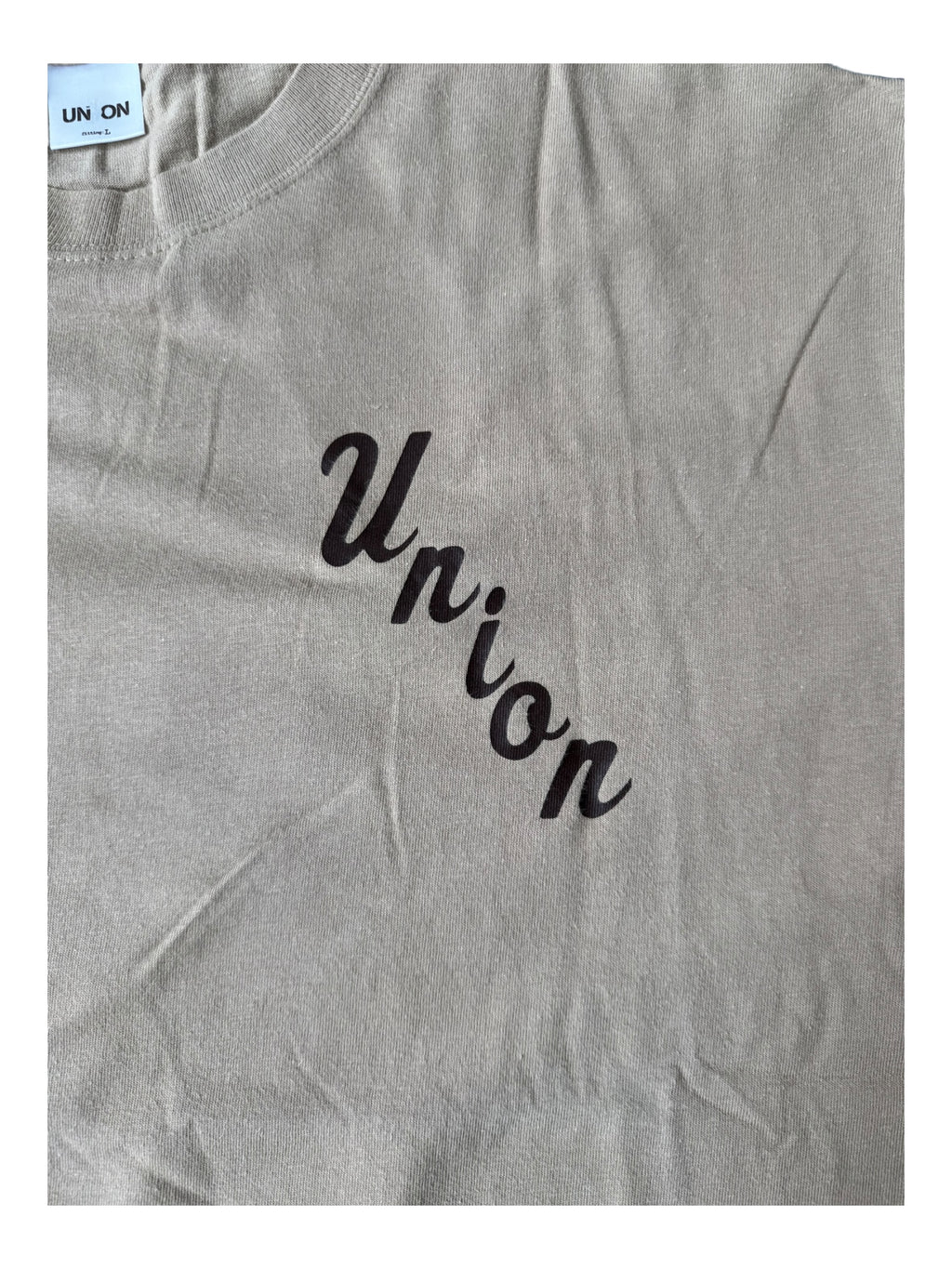 Union 00s NYC LA Frontman Logo Tan T-Shirt Size Large