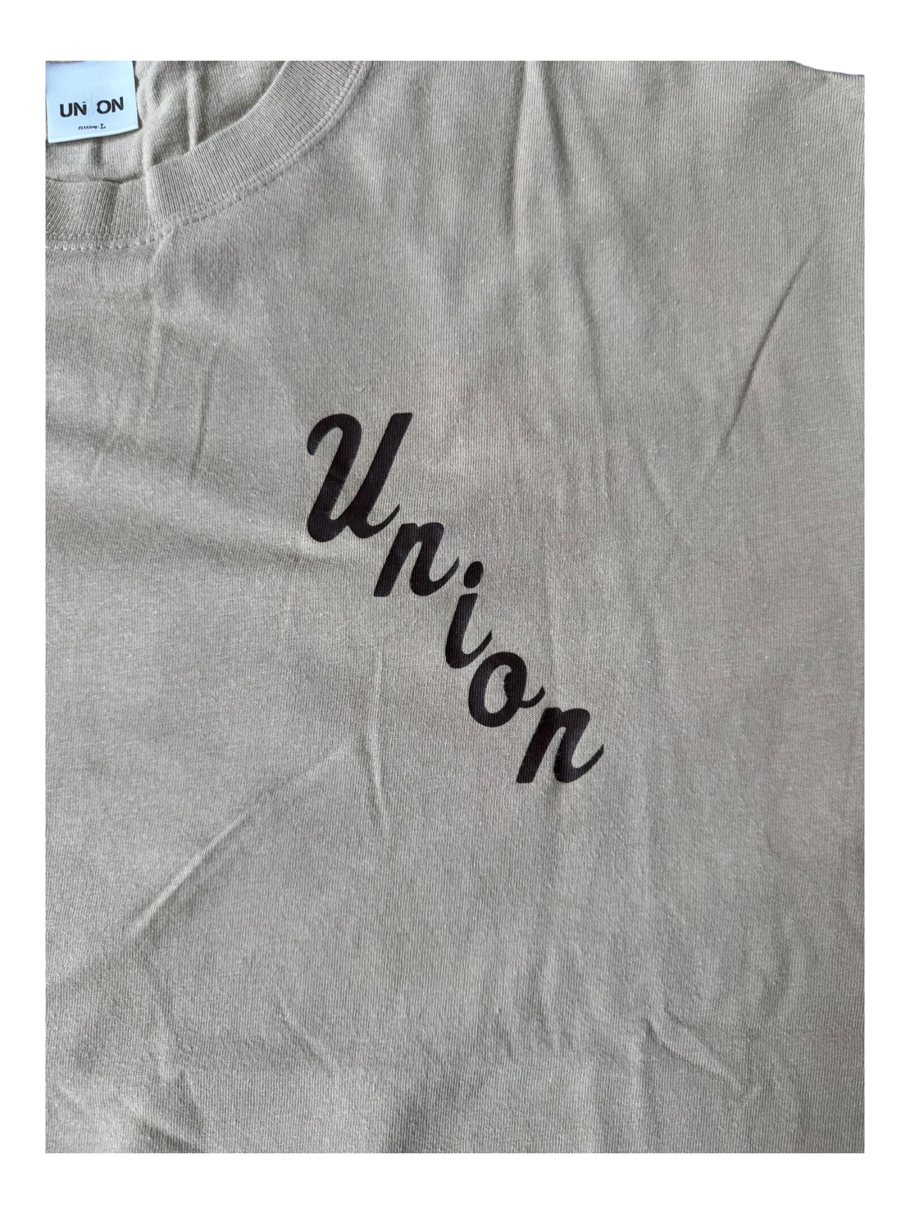 Union 00s NYC LA Frontman Logo Tan T-Shirt Size Large