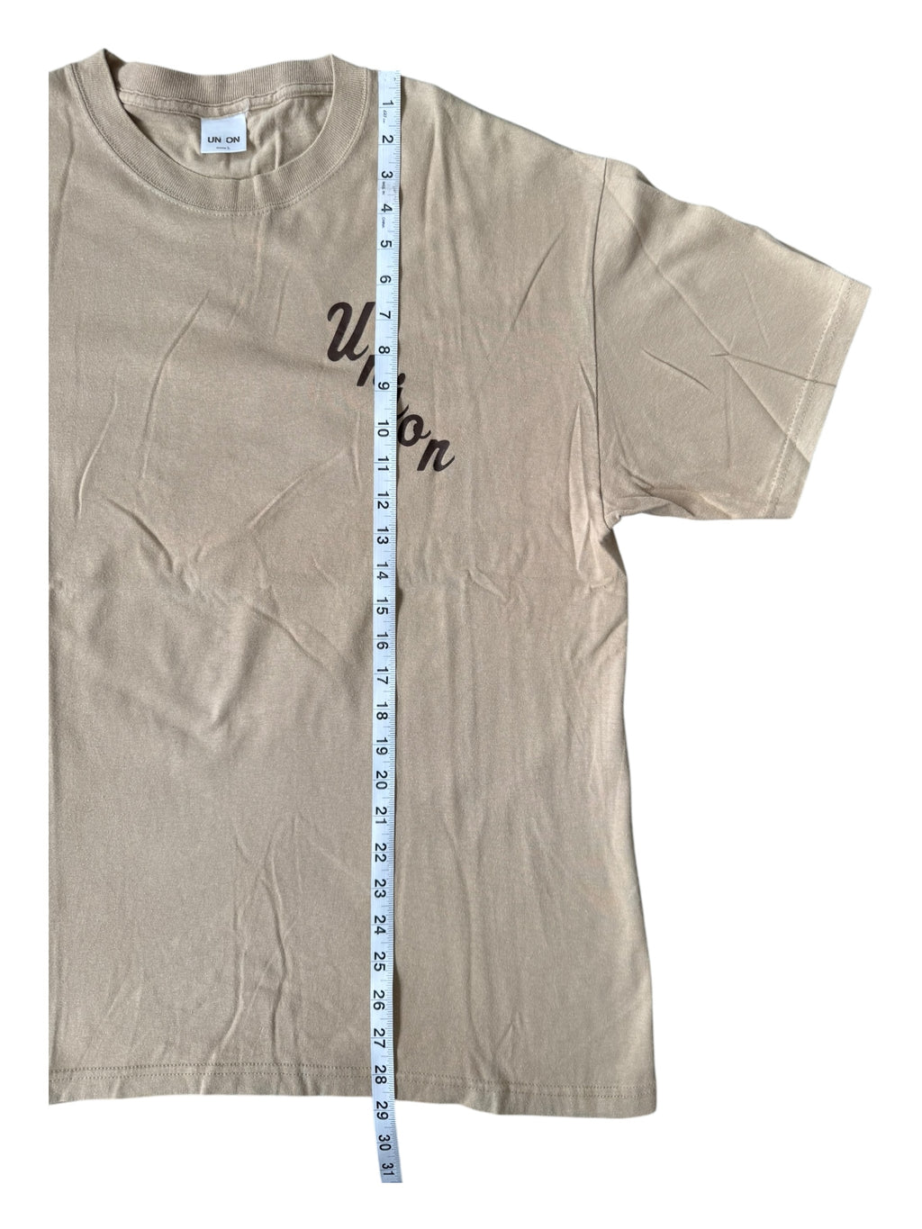 Union 00s NYC LA Frontman Logo Tan T-Shirt Size Large