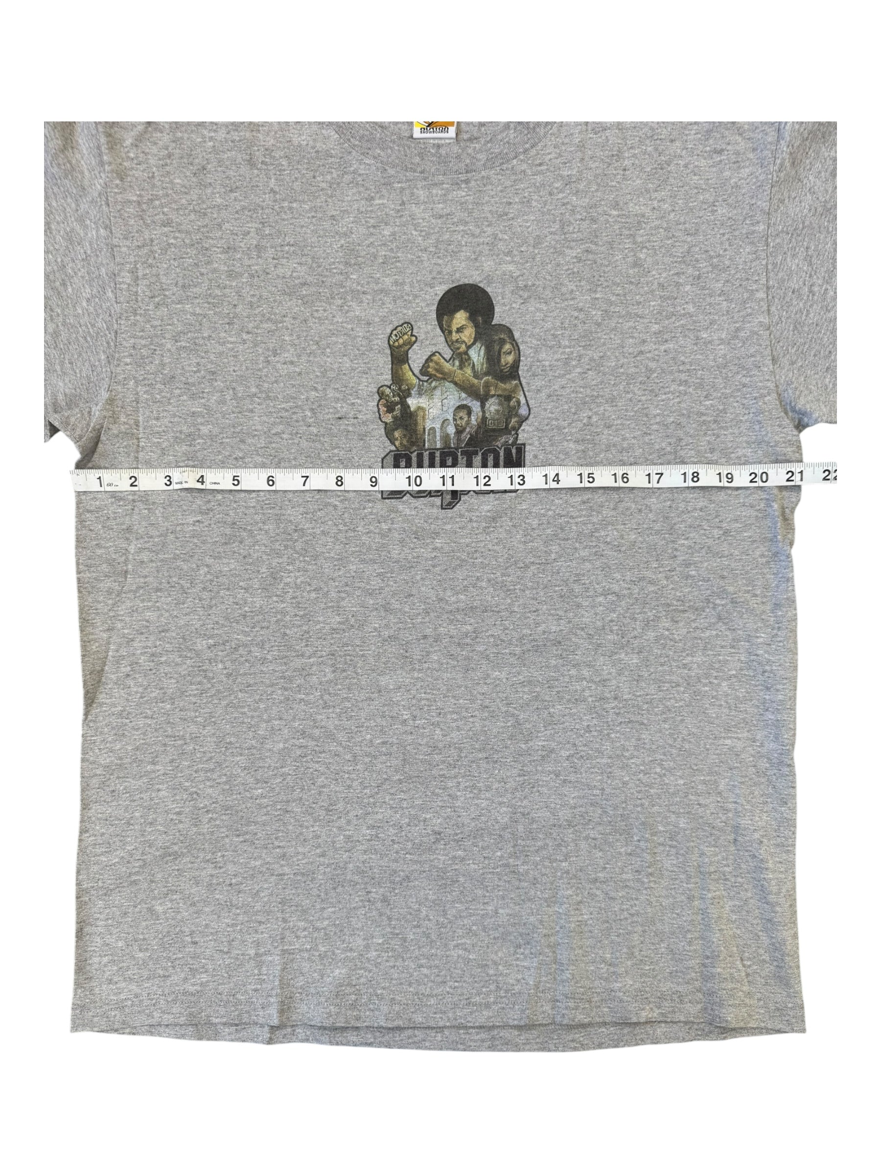Burton Snowboards 90s Grey Fists T-Shirt Size Large