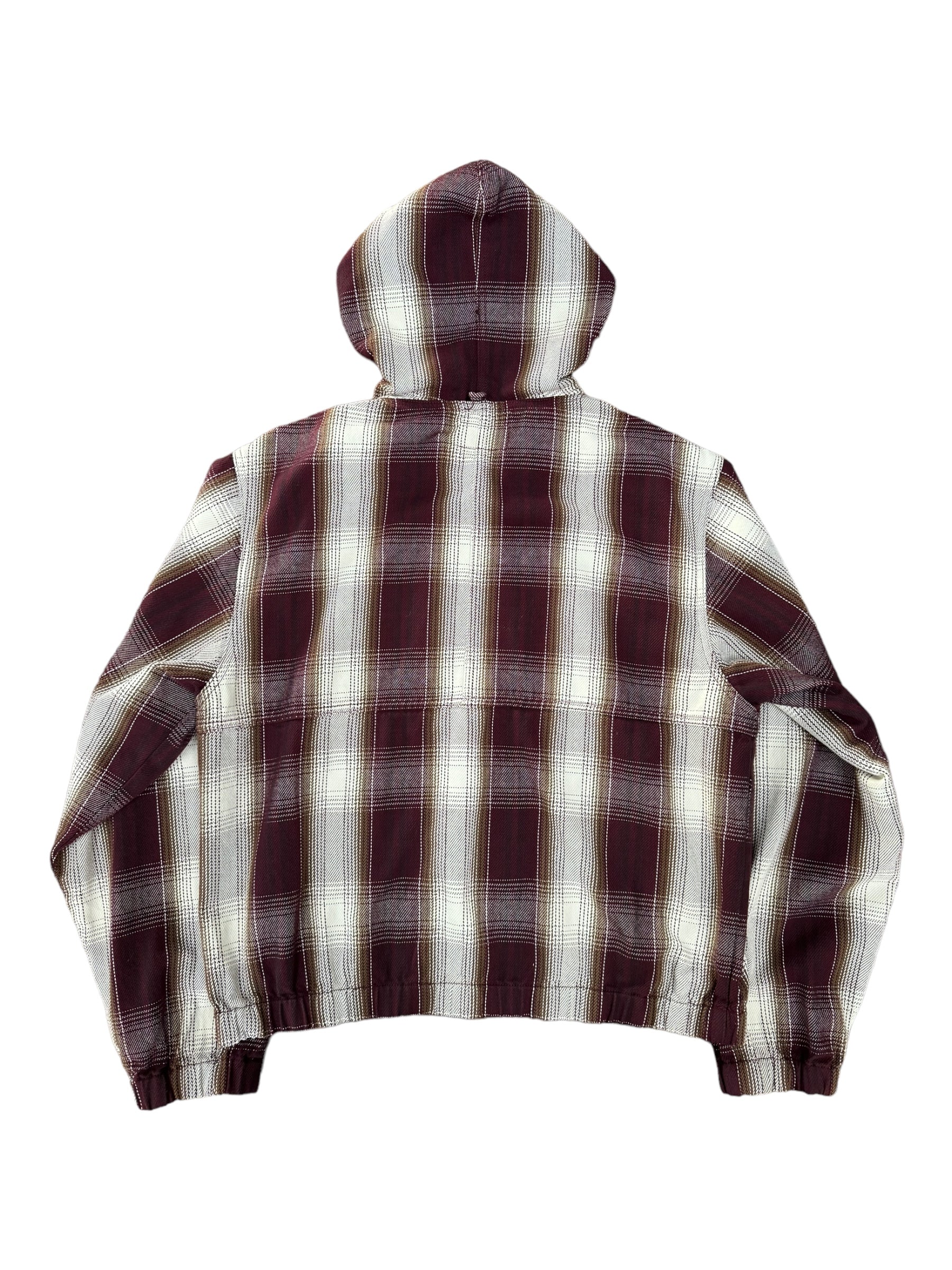 Stussy Burgundy Plaid Hooded Zip Up Jacket Size Large