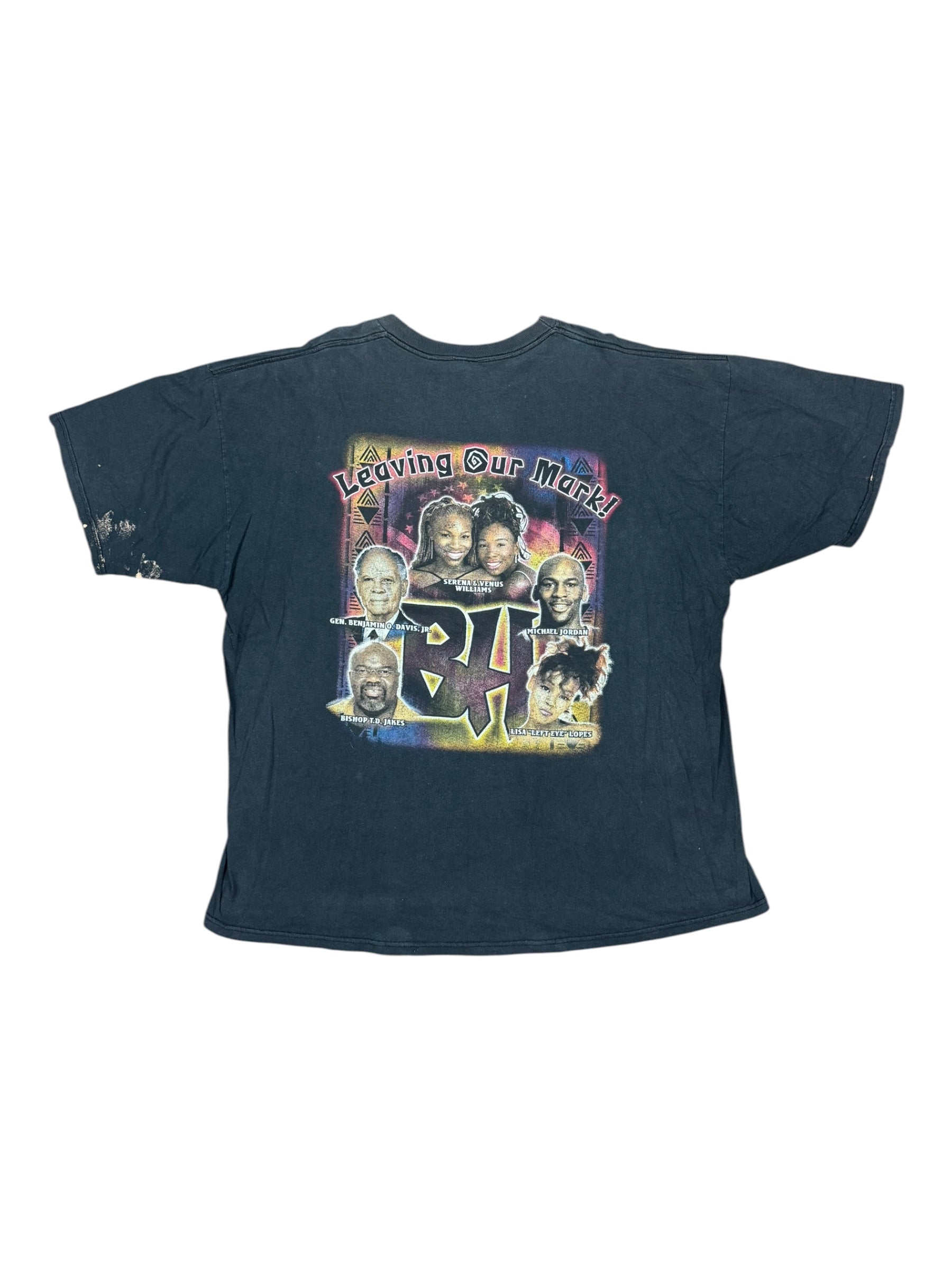 Rap Tee Black History 2XL Jordan Left Eye Serena Will Smith Denzel