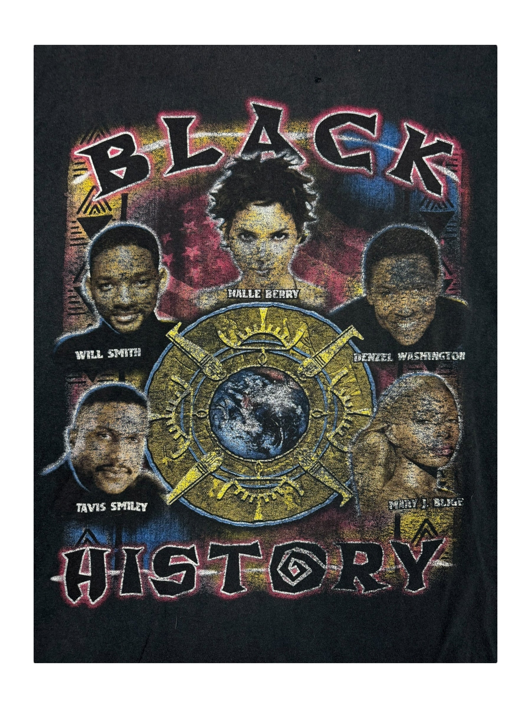 Rap Tee Black History 2XL Jordan Left Eye Serena Will Smith Denzel