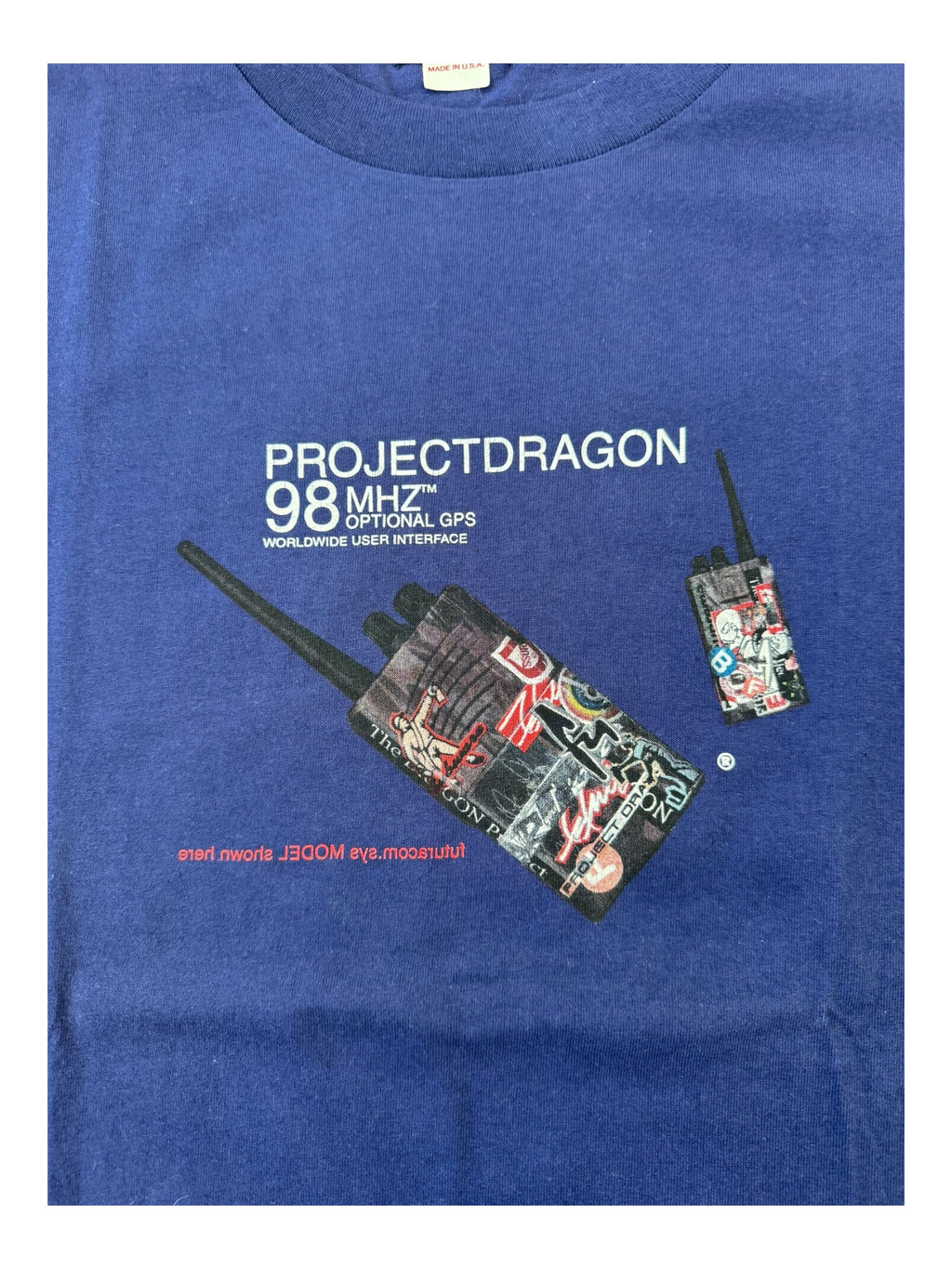 Futura 90s Navy Project Dragon Walkie Talkie T-shirt Size Large