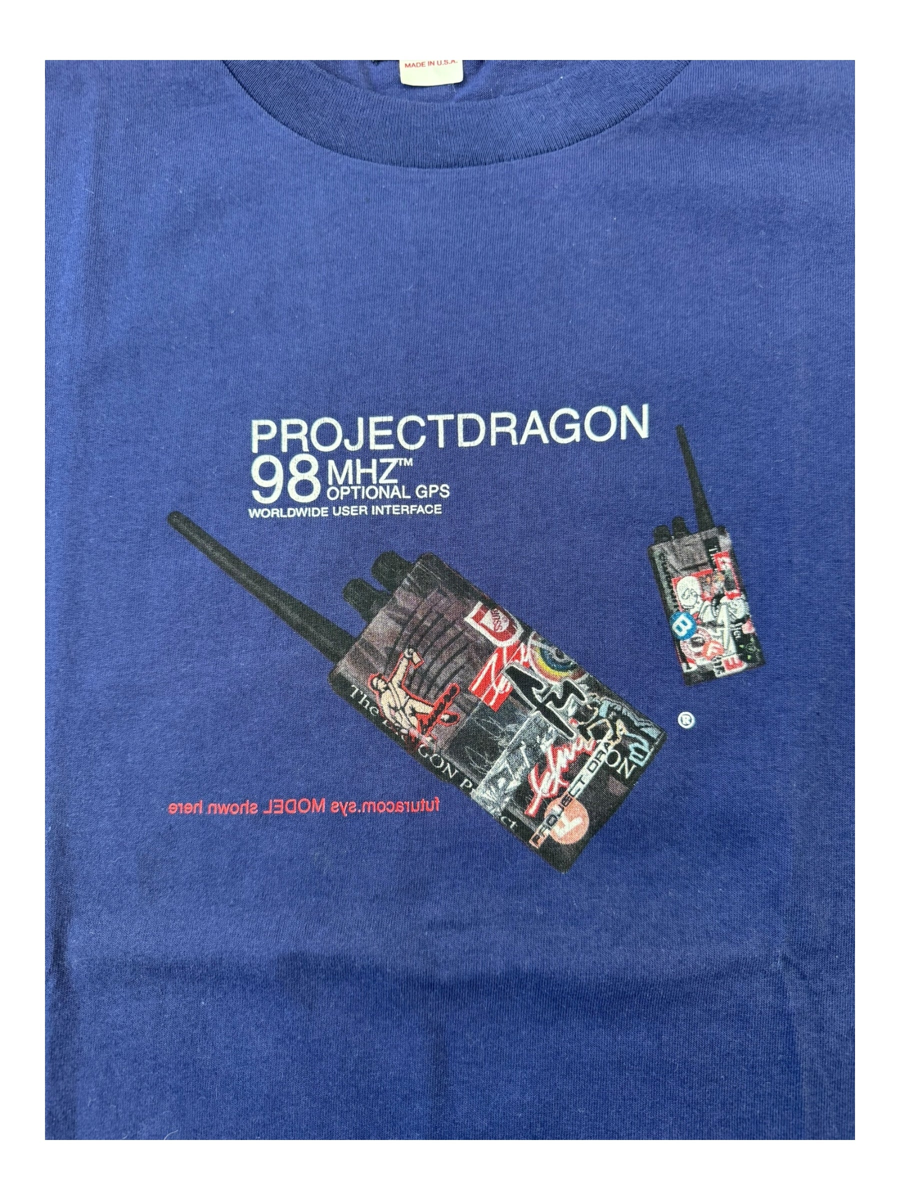 Futura 90s Navy Project Dragon Walkie Talkie T-shirt Size Large