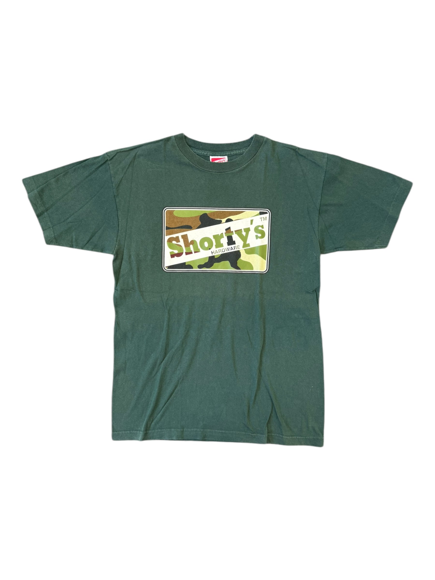 Shorty's 00s Camo Logo Green T-Shirt Size Medium