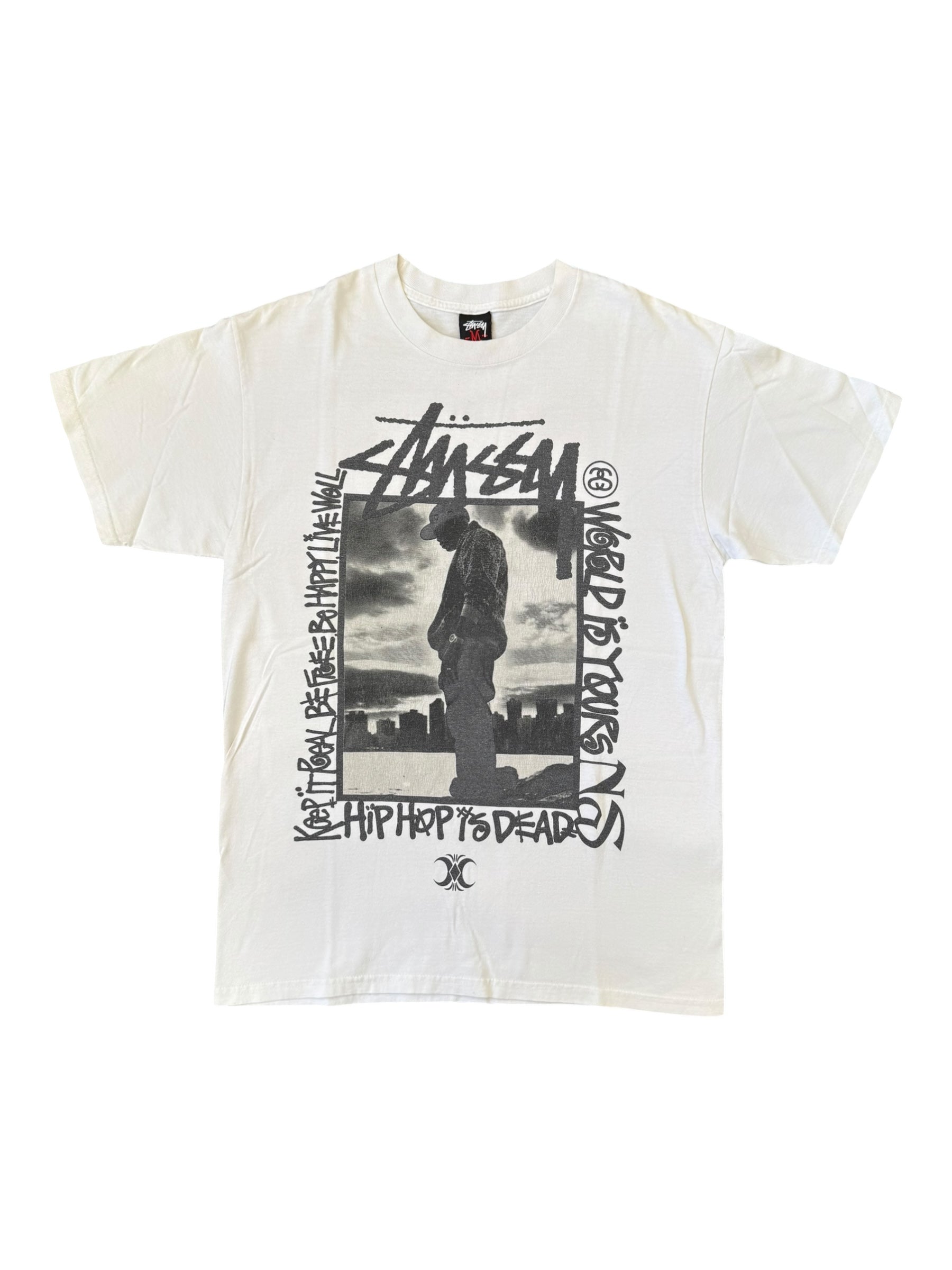 Stussy x Nas 00s The World is Yours White T-shirt Size Large