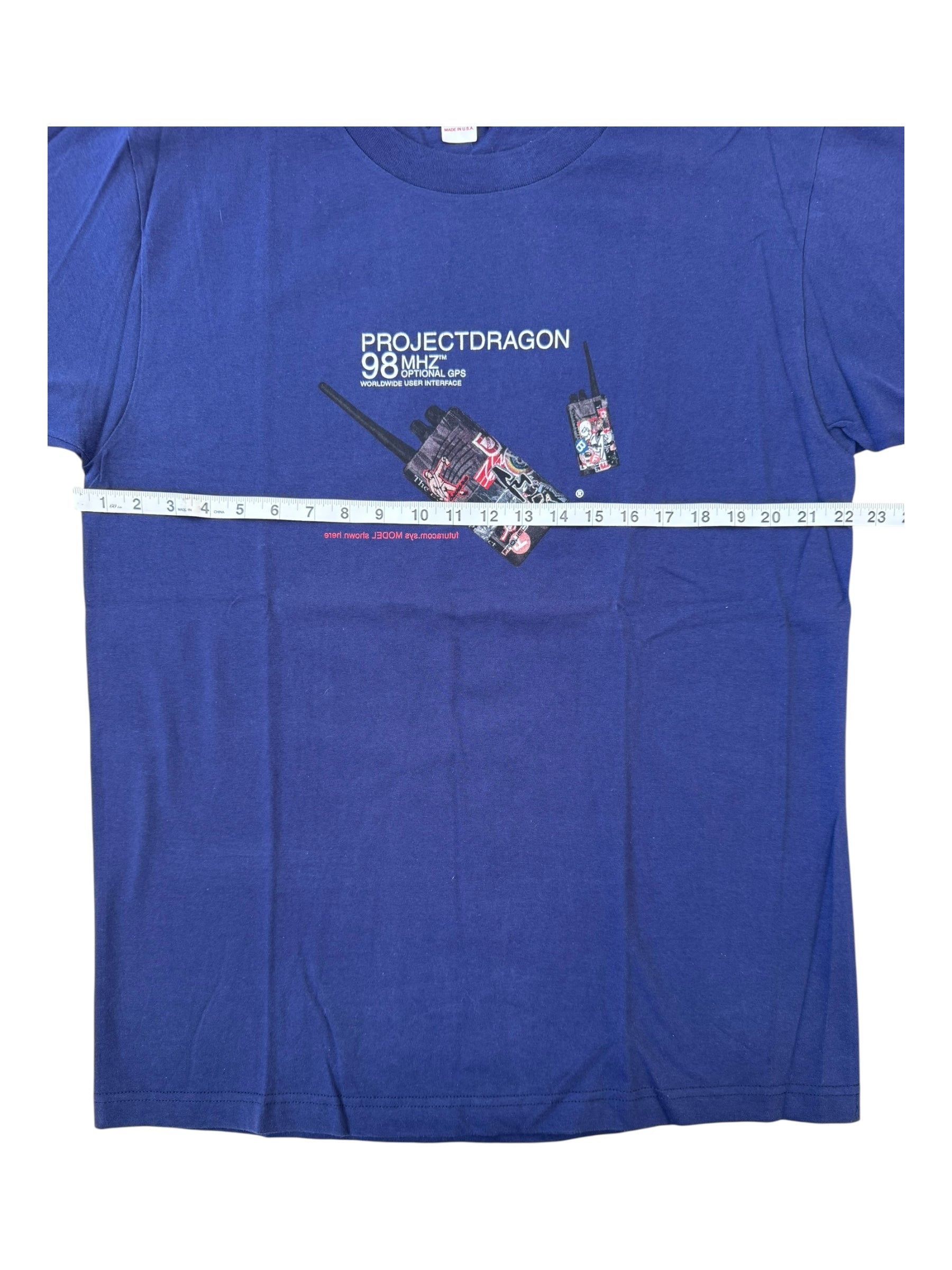 Futura 90s Navy Project Dragon Walkie Talkie T-shirt Size Large