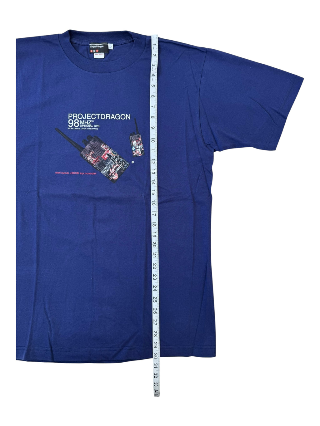 Futura 90s Navy Project Dragon Walkie Talkie T-shirt Size Large